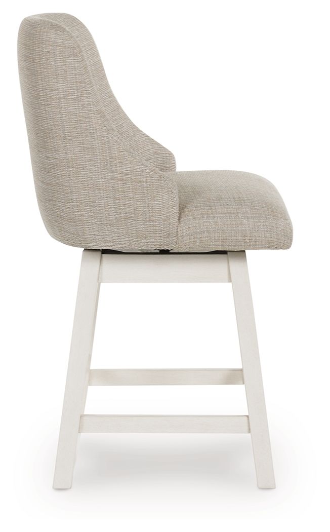 Ashley Furniture Robbinsdale - Upholstered Swivel Curved Back Barstool (Set of 2) - Antique White - Image 5