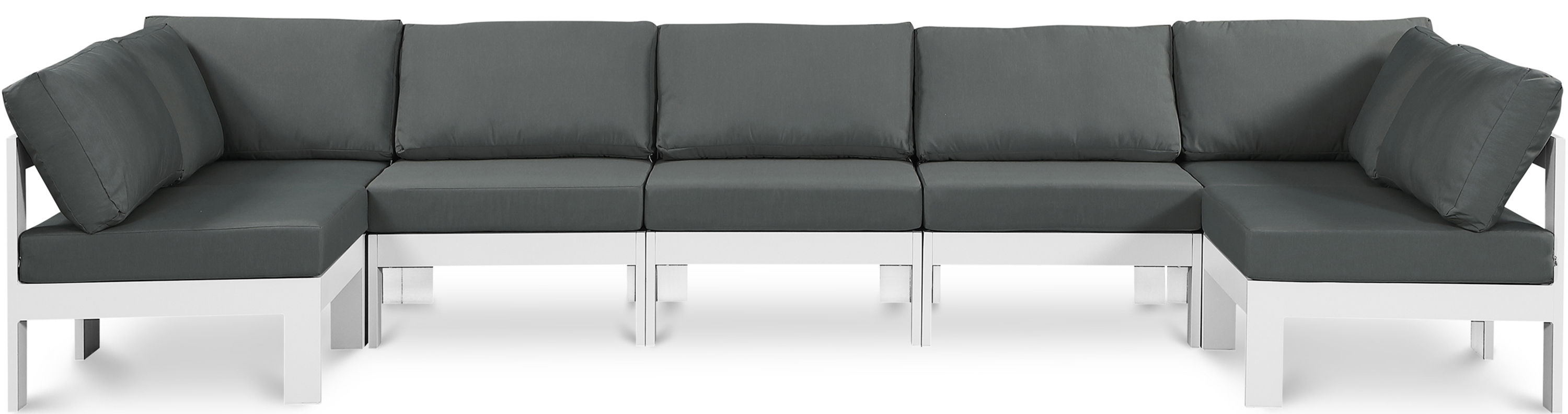 Nizuc - Outdoor Patio 7 Piece Modular Sectional With White Frame - Gray