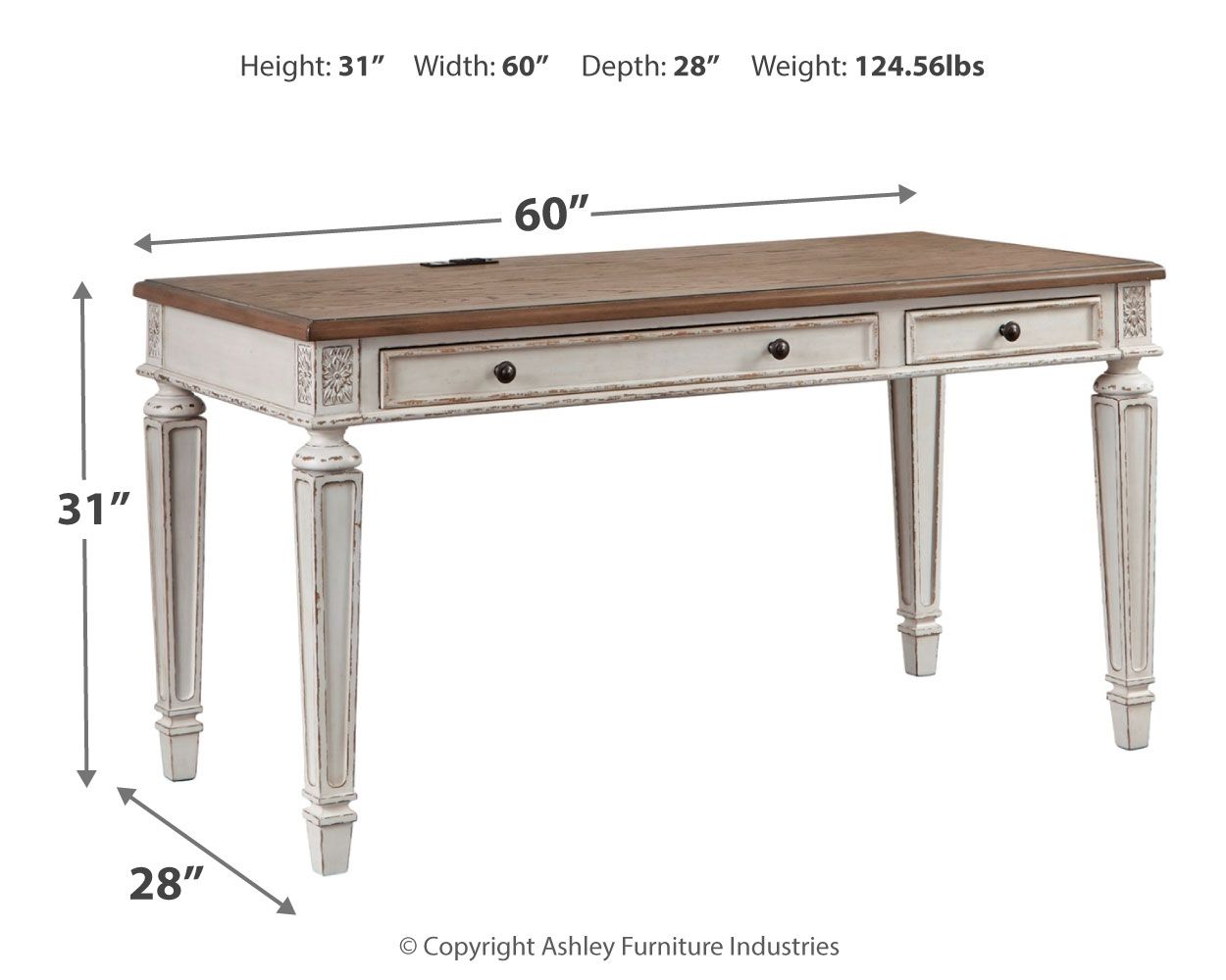 Ashley Furniture Realyn - Home Office Desk - Light Brown - Image 4