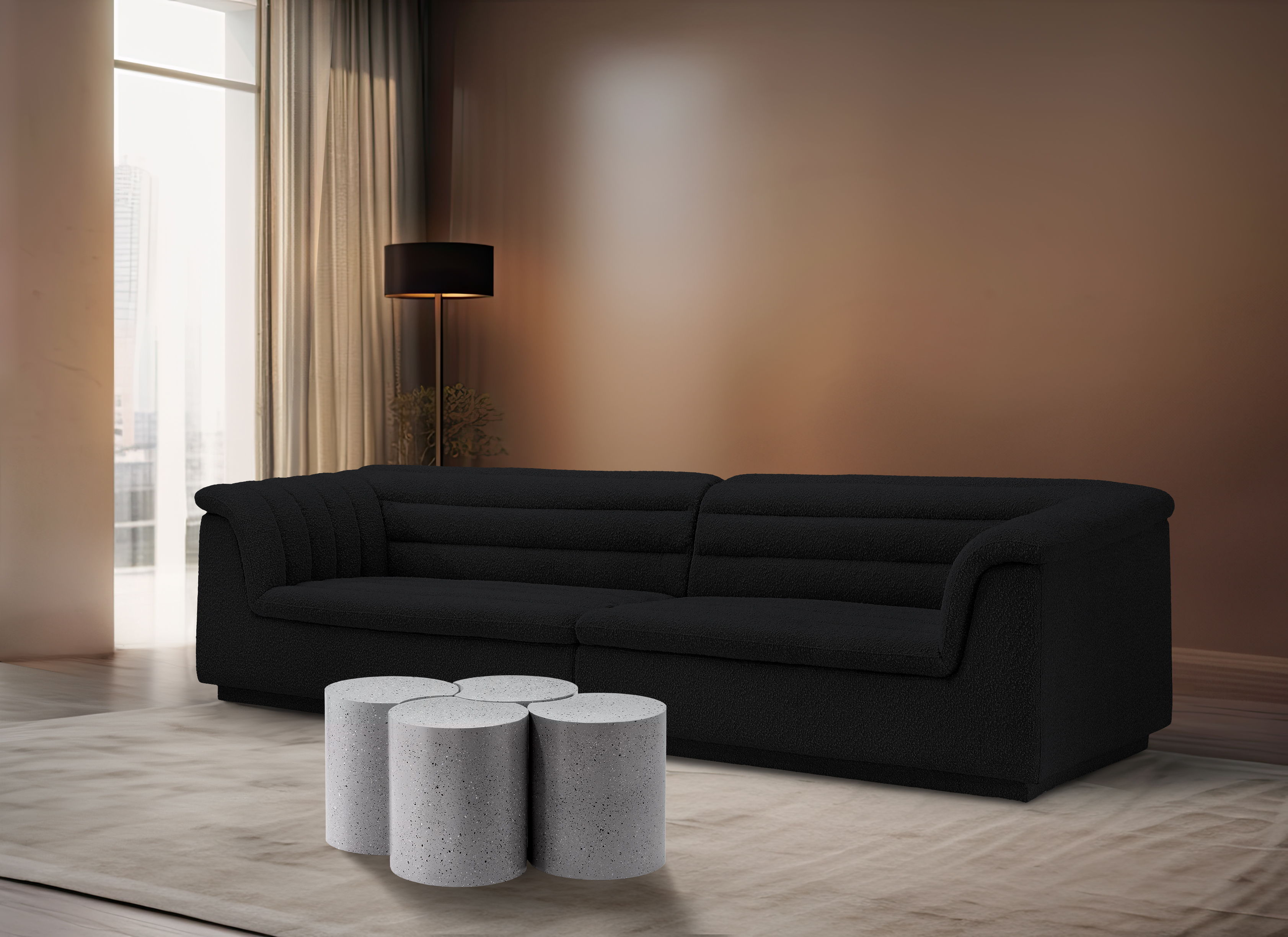 Dimple - 18" 4 Piece Modular Coffee Table - White Terazzo