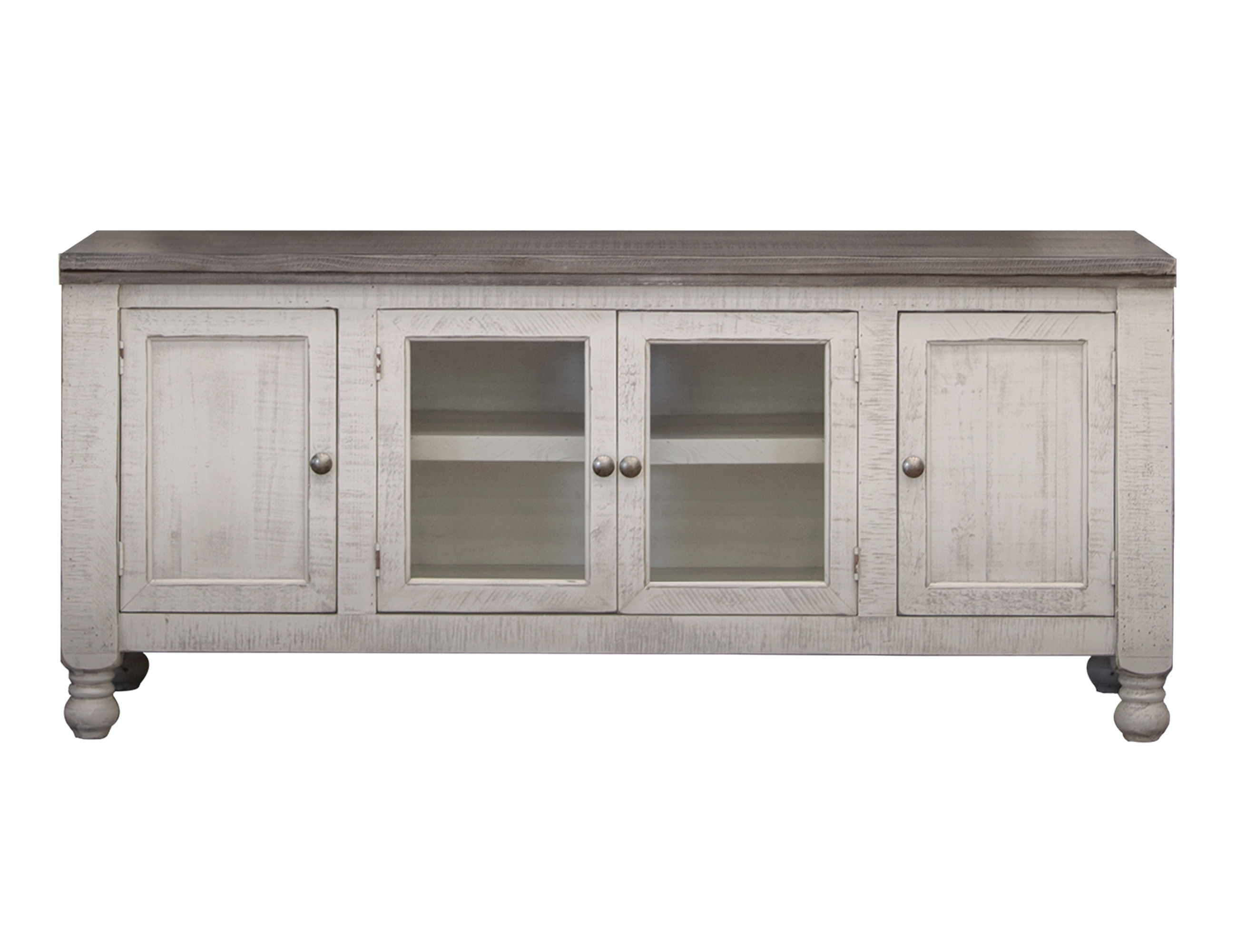 International Furniture Direct Stone - TV Stand / Wall Unit - Antiqued Ivory / Weathered Gray