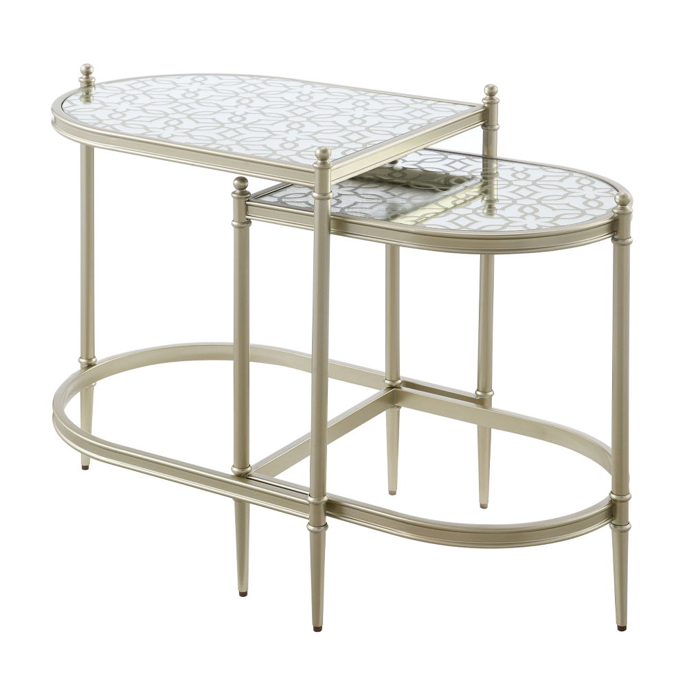 Zaba - Nesting Table - Glass Top & Silver, silver, view 2