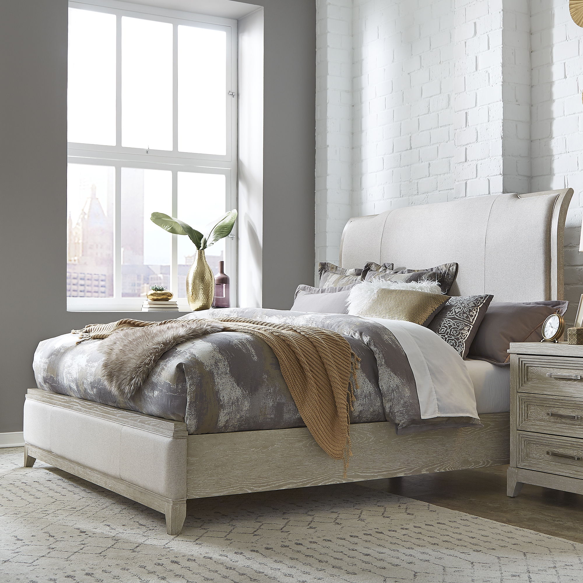 Liberty Furniture Belmar - King Upholstered Bed - Washed Taupe