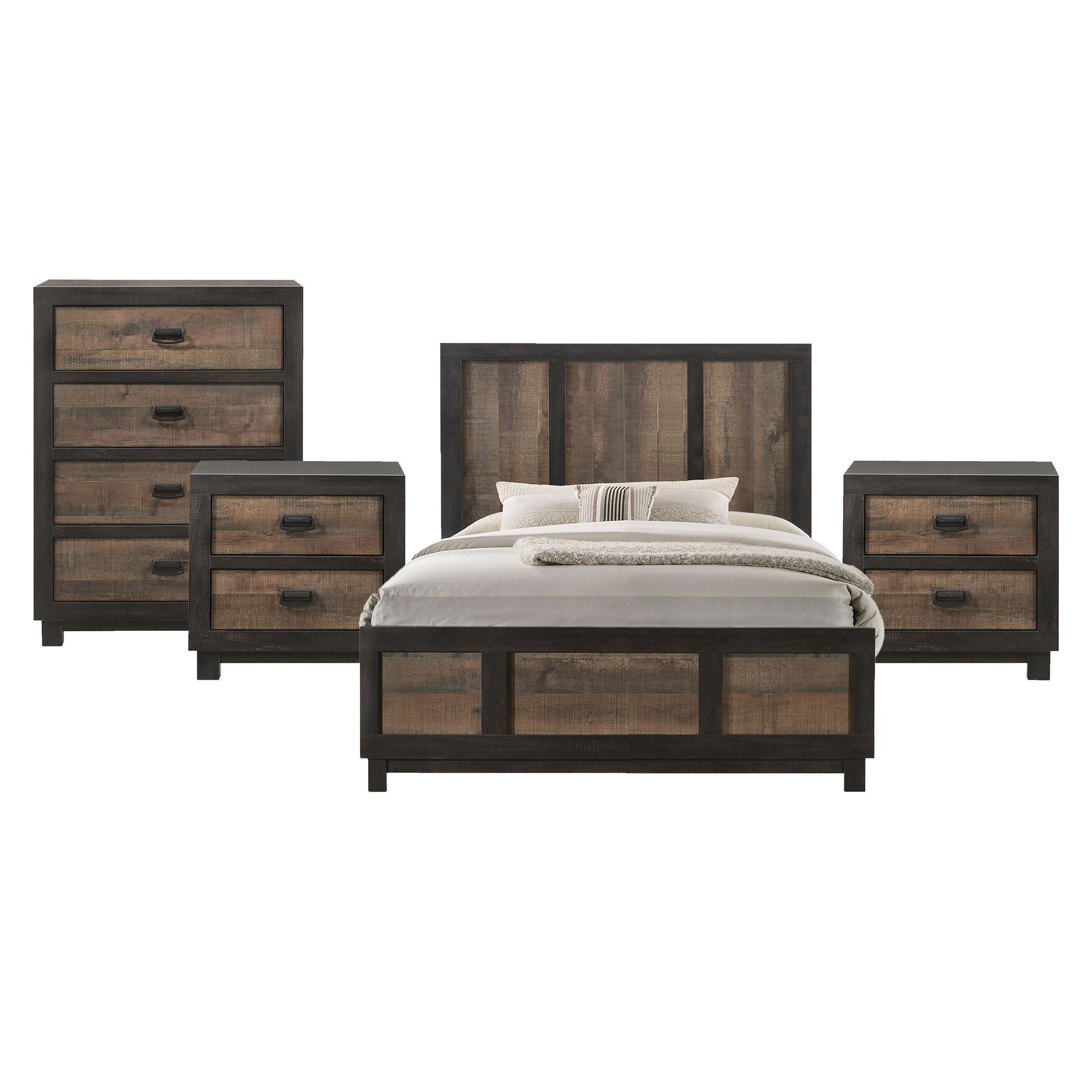 Queen · 4 Pc · Bedroom Set With 2 Nightstands & Chest
