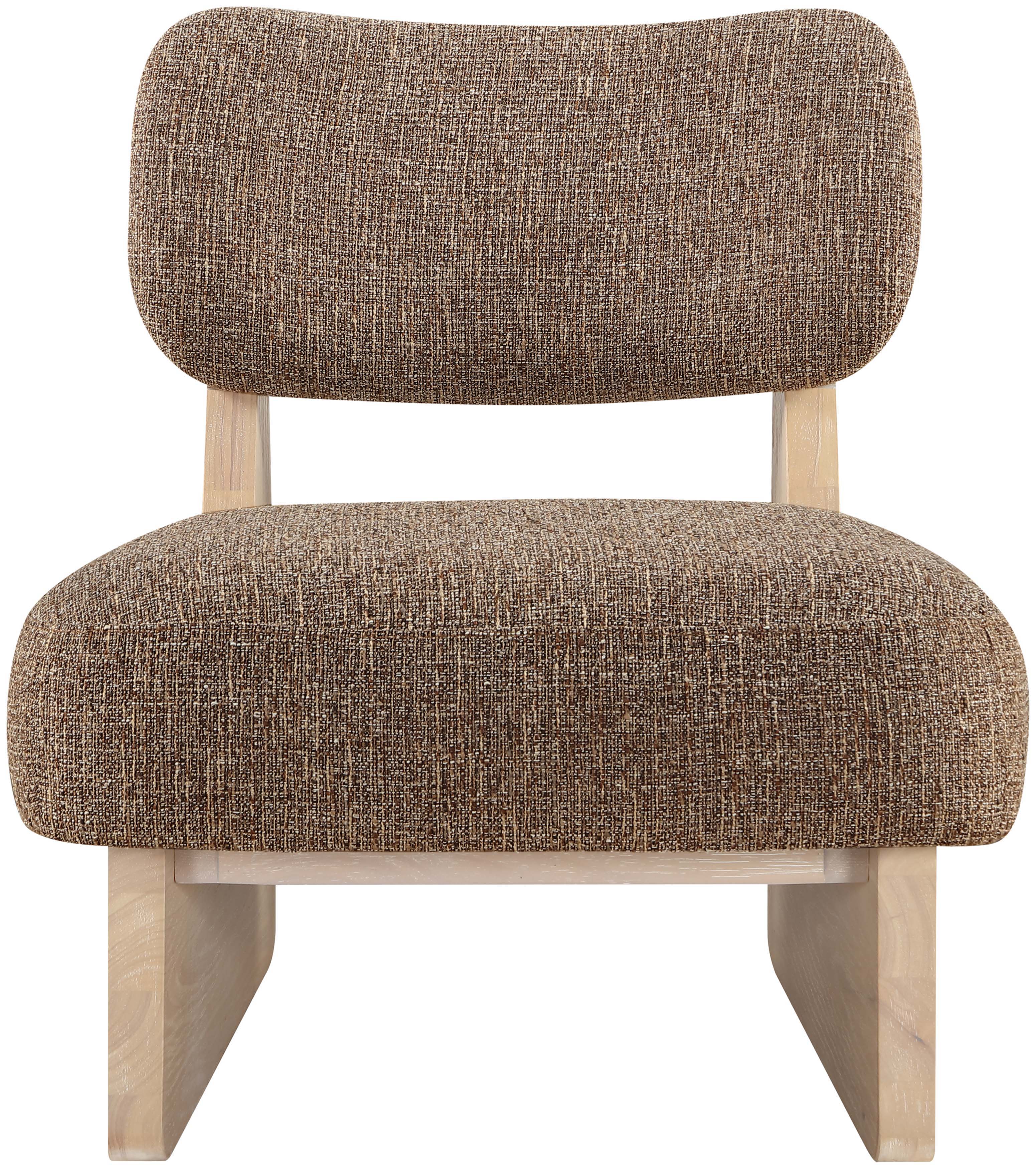 Vetra - Linen Textured Fabric Upholstered Accent Chair - Brown
