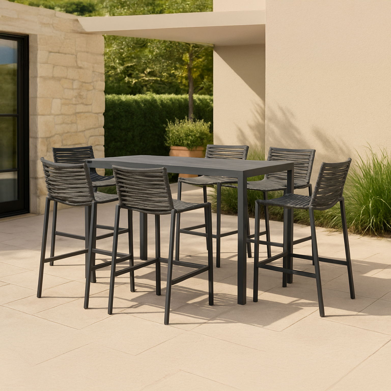 Maldives - Patio Rectangle Bar Table - Gray