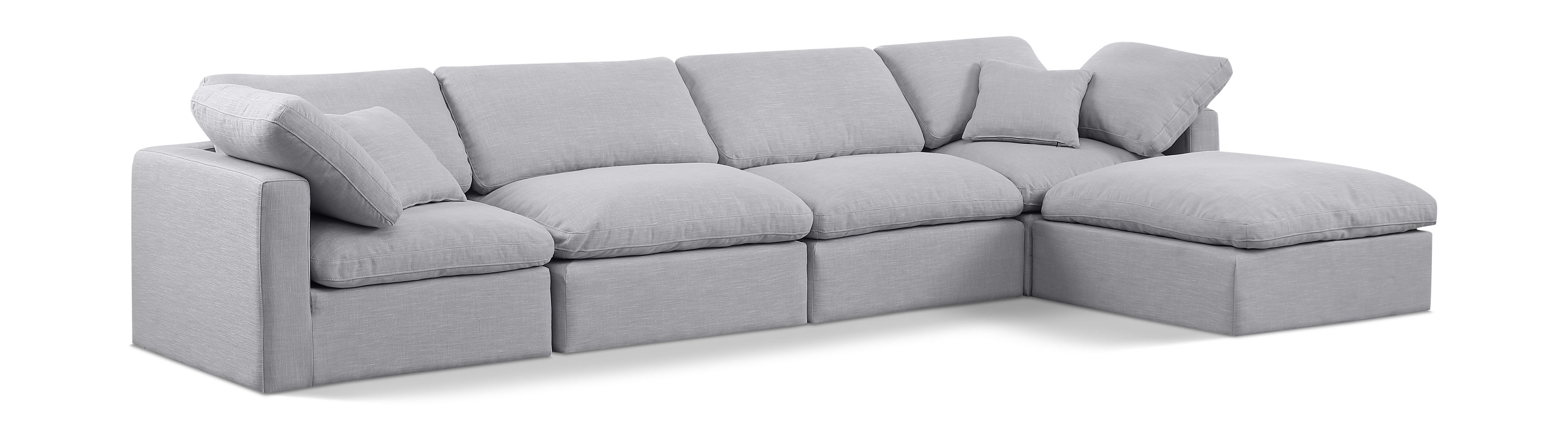 Indulge - Linen 5 Piece Modular Sectional With Chaise - Gray
