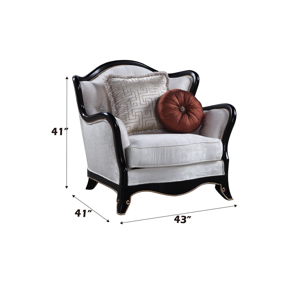 Nurmive - Chair With 2 Pillows - Beige Fabric, white, view 5