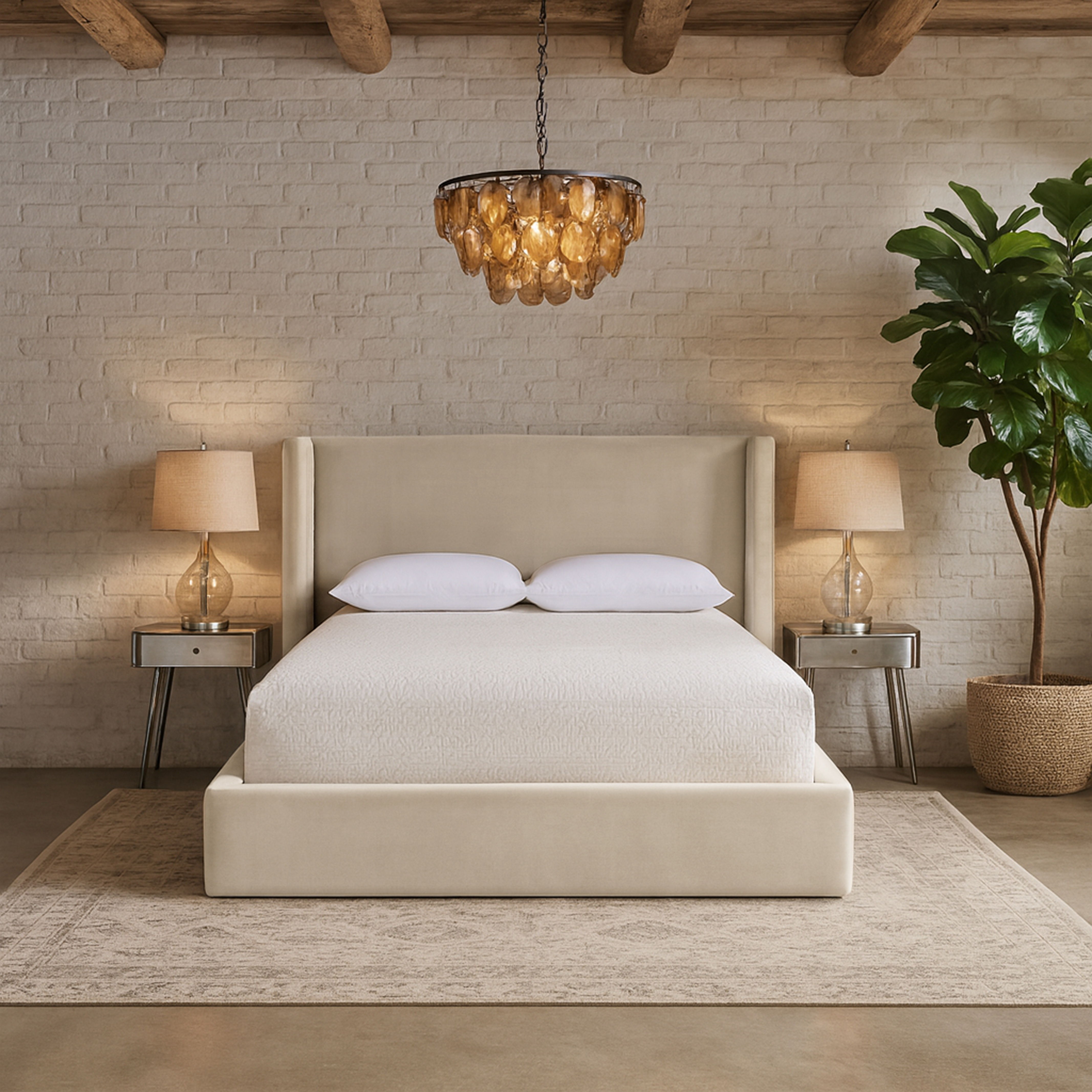 Kendall - Velvet Upholstered King Bed - Cream