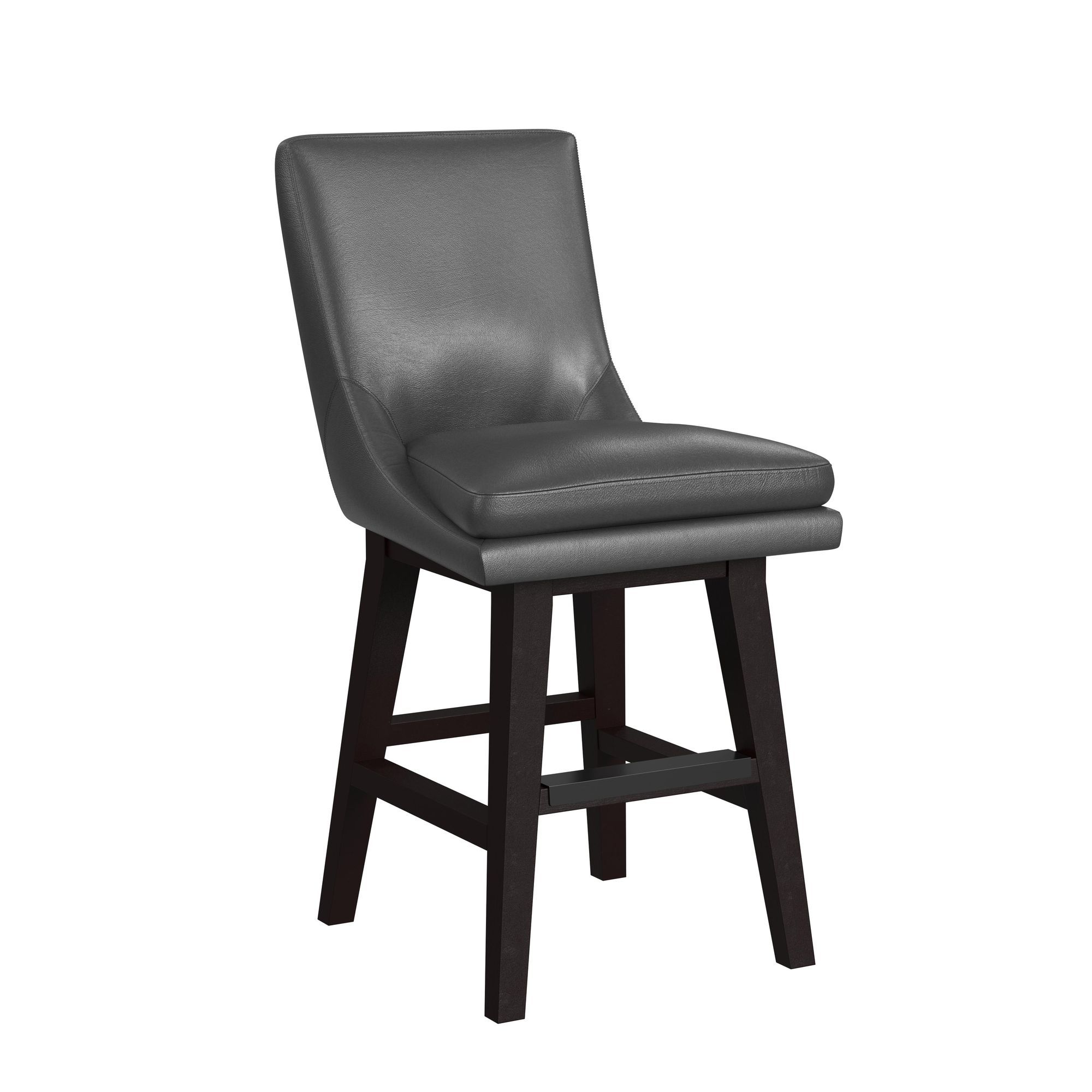 Villanova - PU Swivel Counter Stool (Set of 2) - Pewter / Espresso