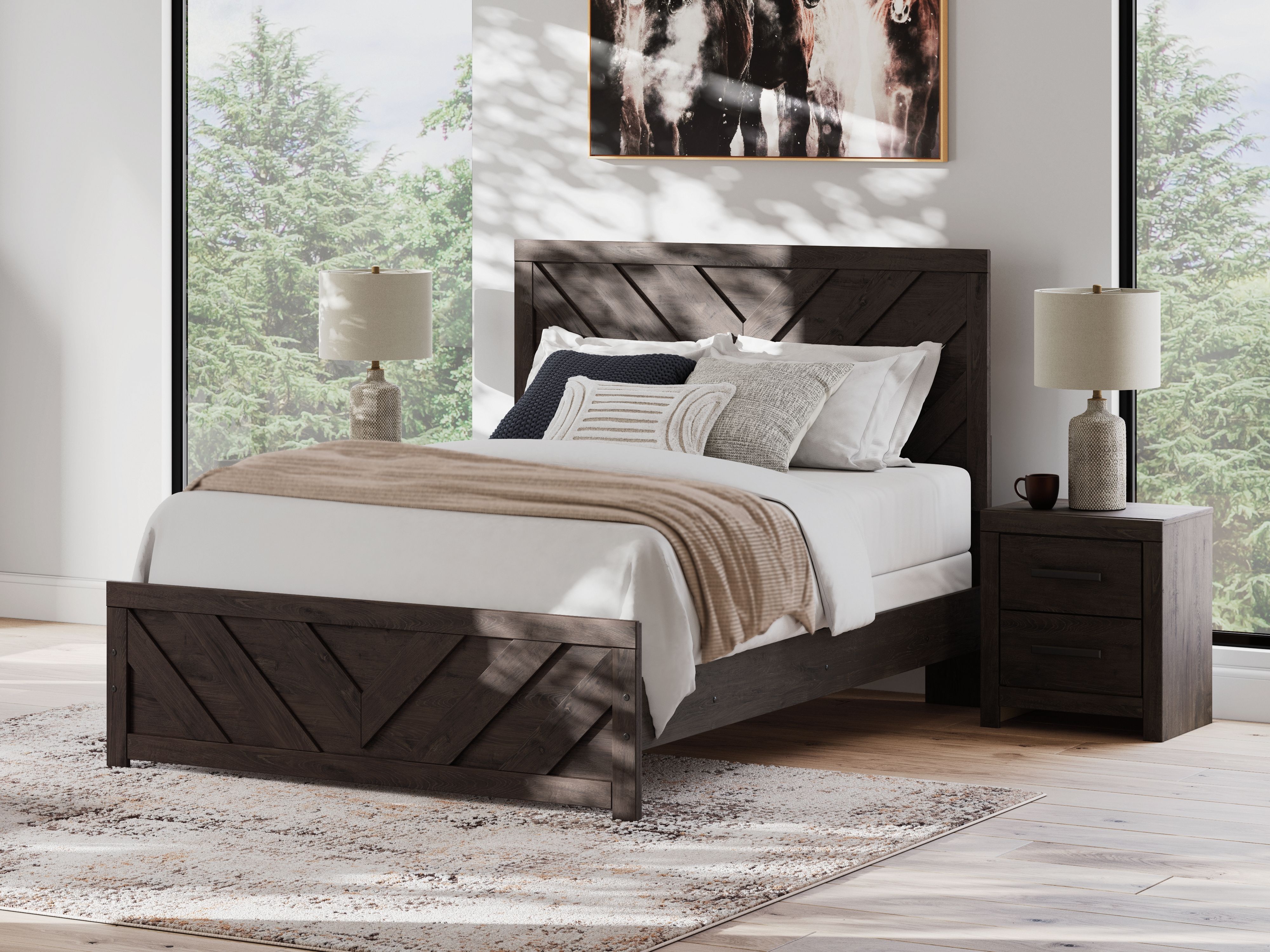 Prendonea - Queen Panel Bed - Charcoal
