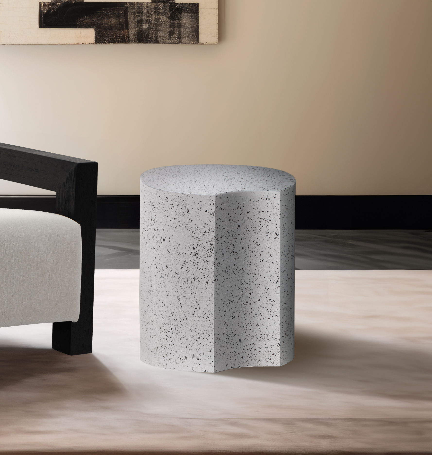 Dimple - 20" End Table - White Terazzo