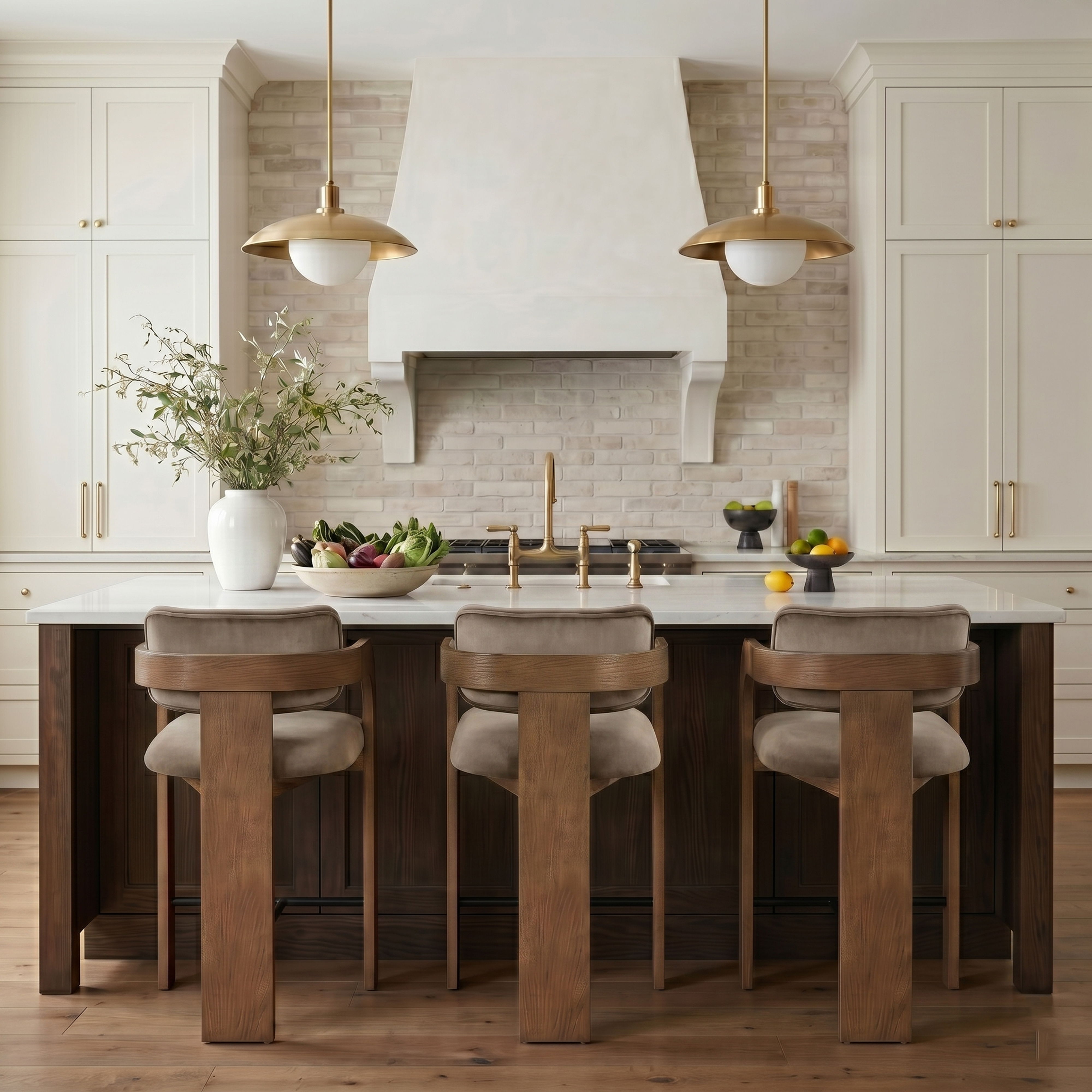 Cedra - Velvet Performance Fabric Upholstered Counter Stool - Taupe