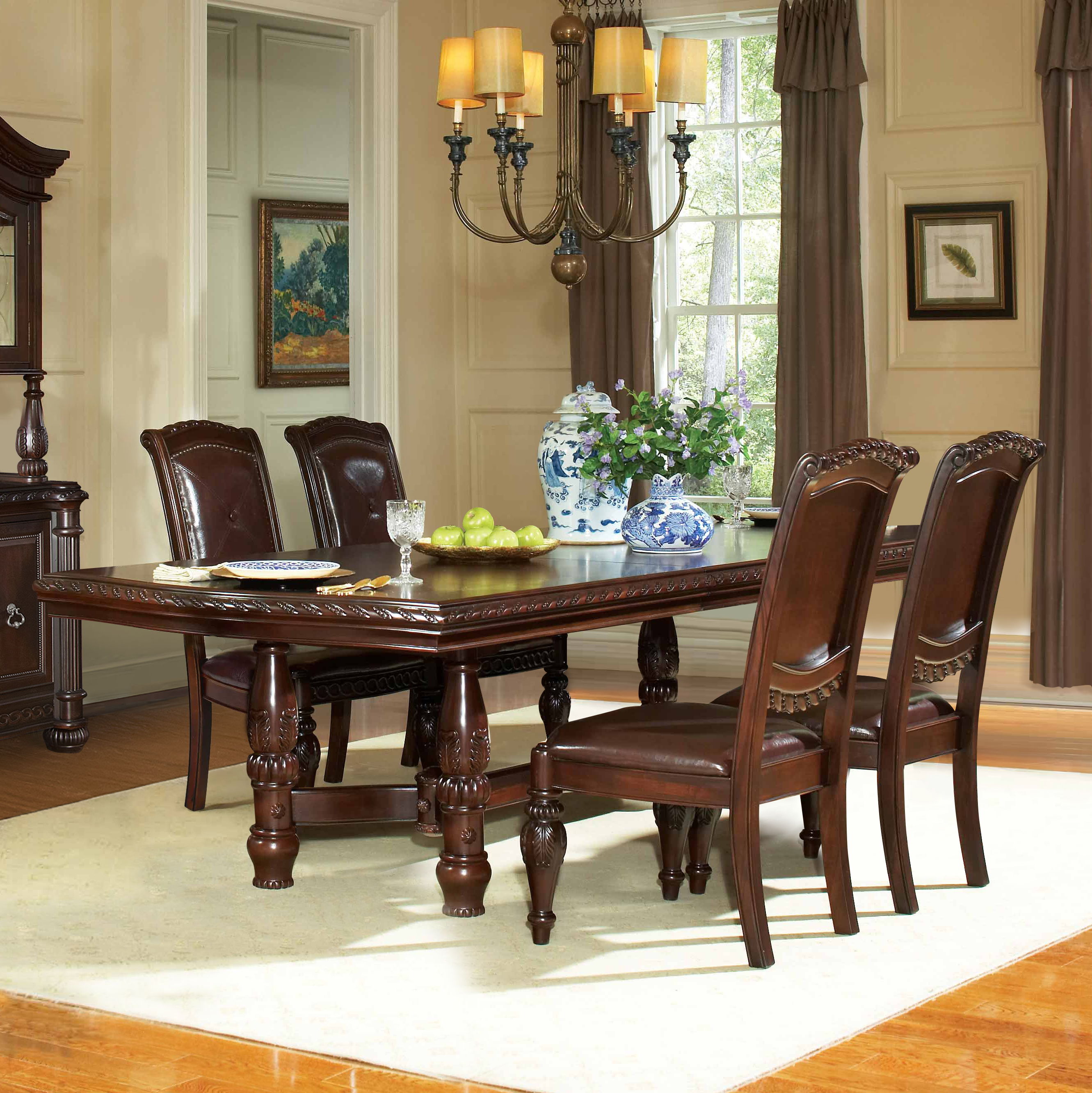 Antoinette - 5 Piece Dining Set - Warm Brown Cherry