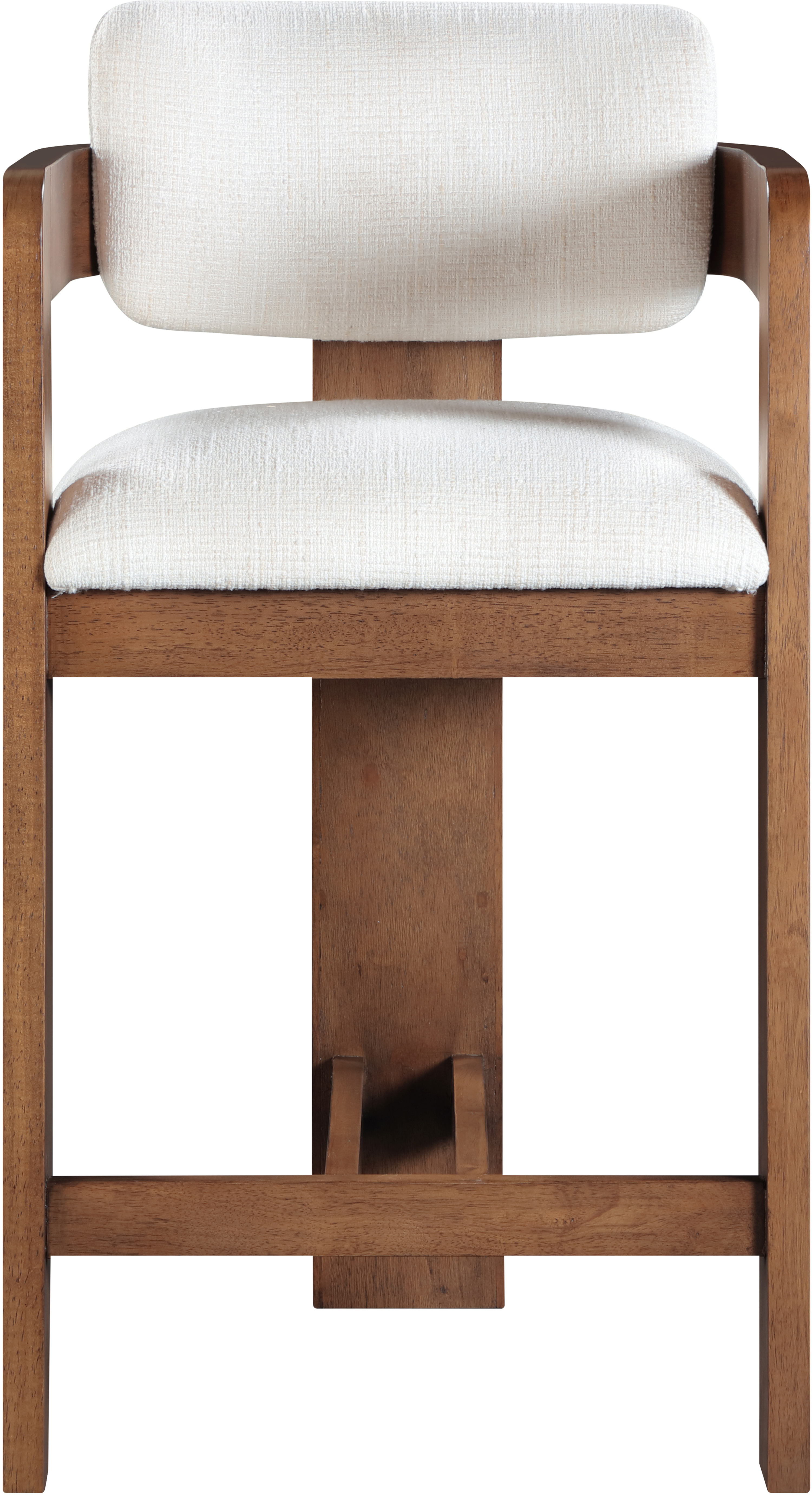 Sacha - Linen Stool With Brown Base - Cream