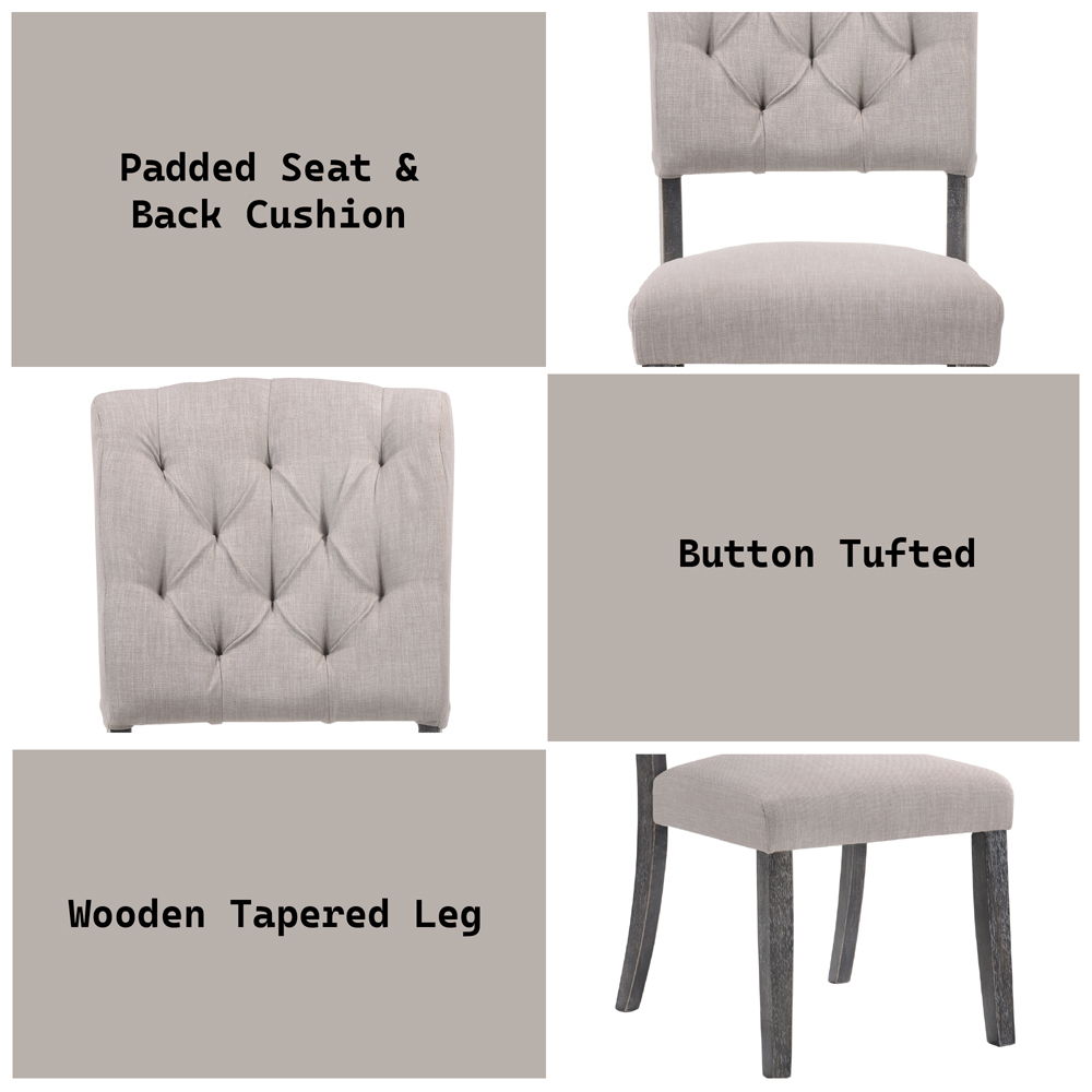 Bernard - Side Chair (Set of 2) - Beige Linen & Weathered Gray Oak, beige, view 3