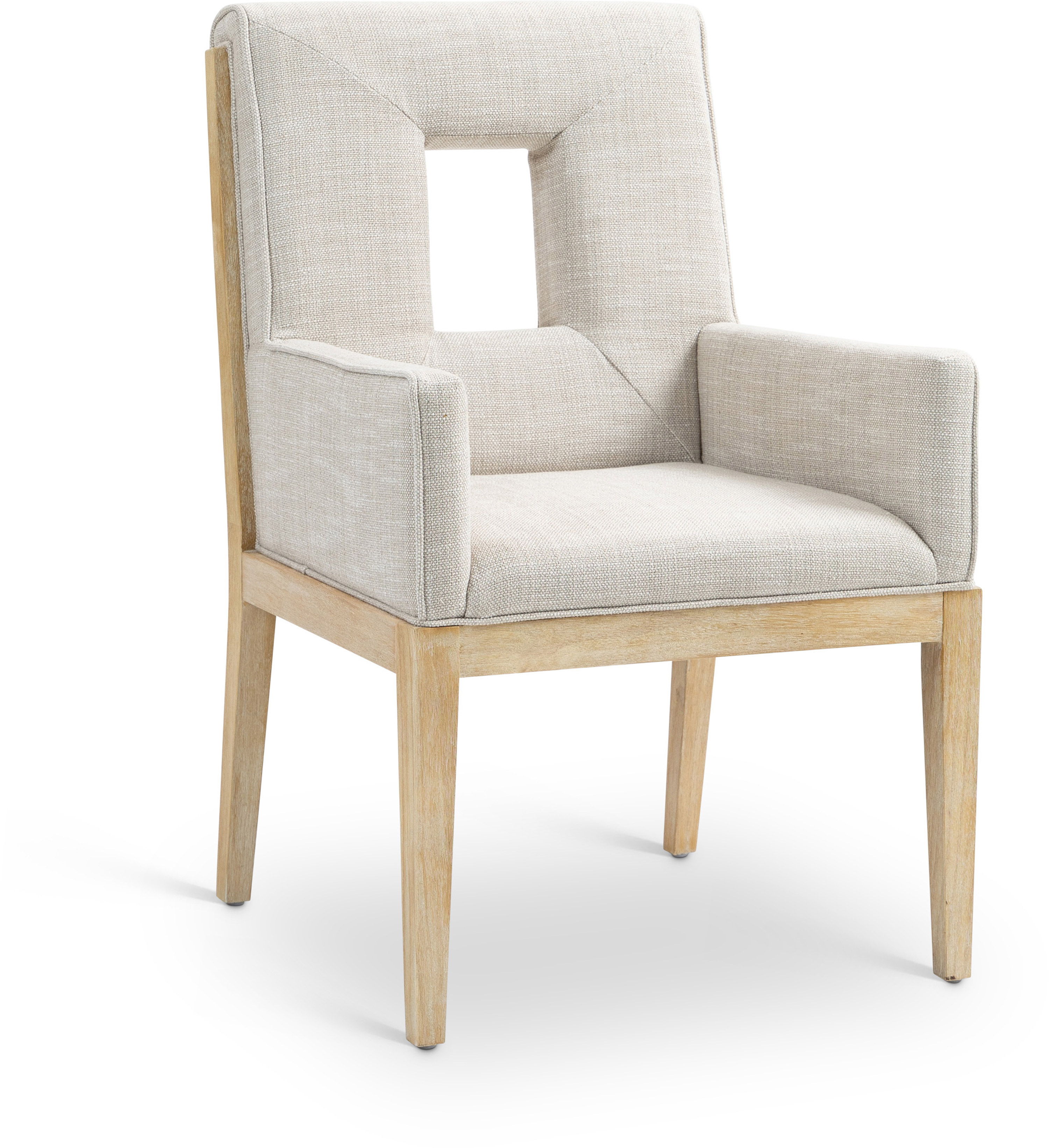 Gwendolyn - Dining Arm Chair With Natural Frame - Cream
