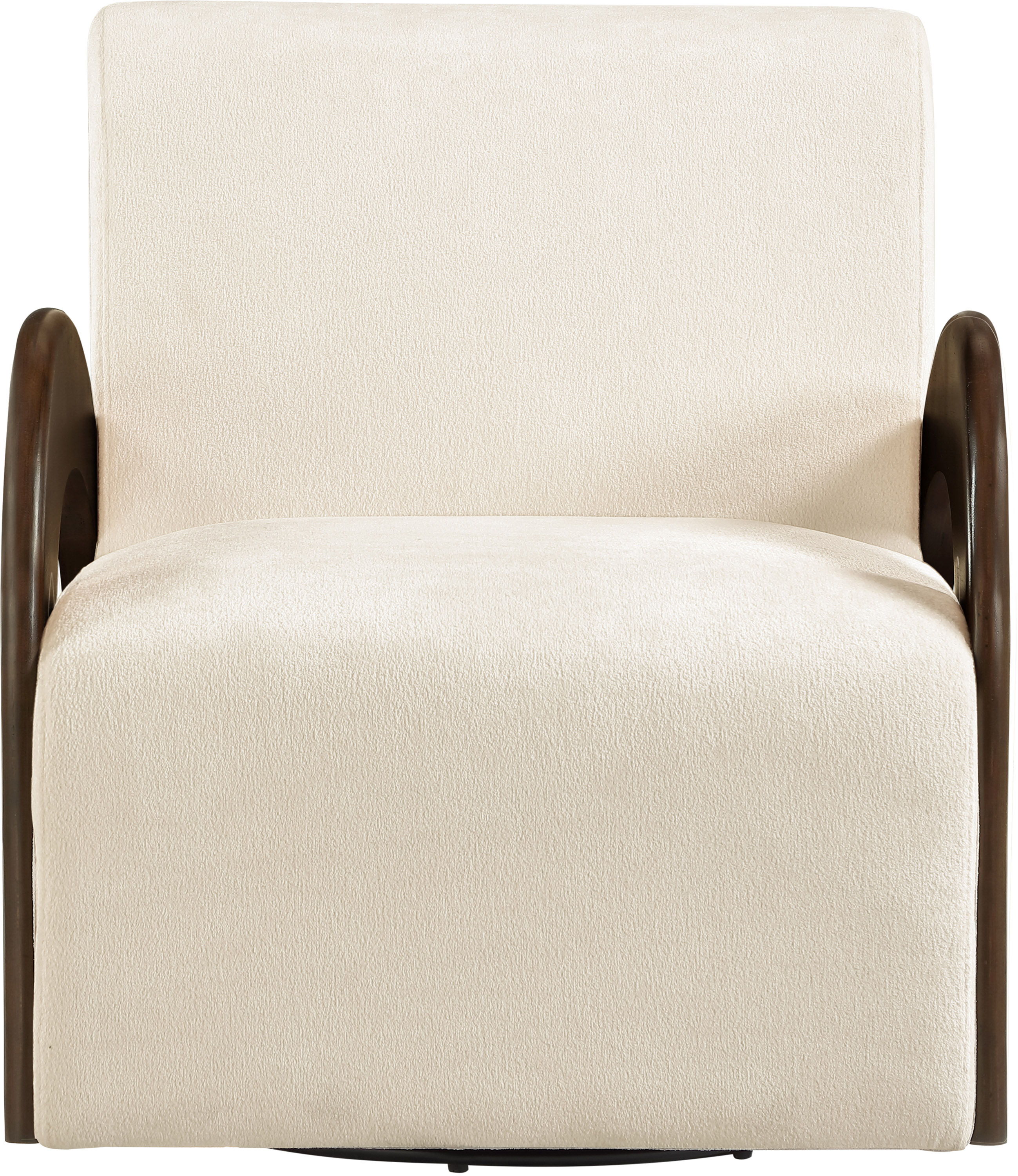 Neria - Chenille Fabric Upholstered Swivel Accent Chair - Cream / Painted Brown