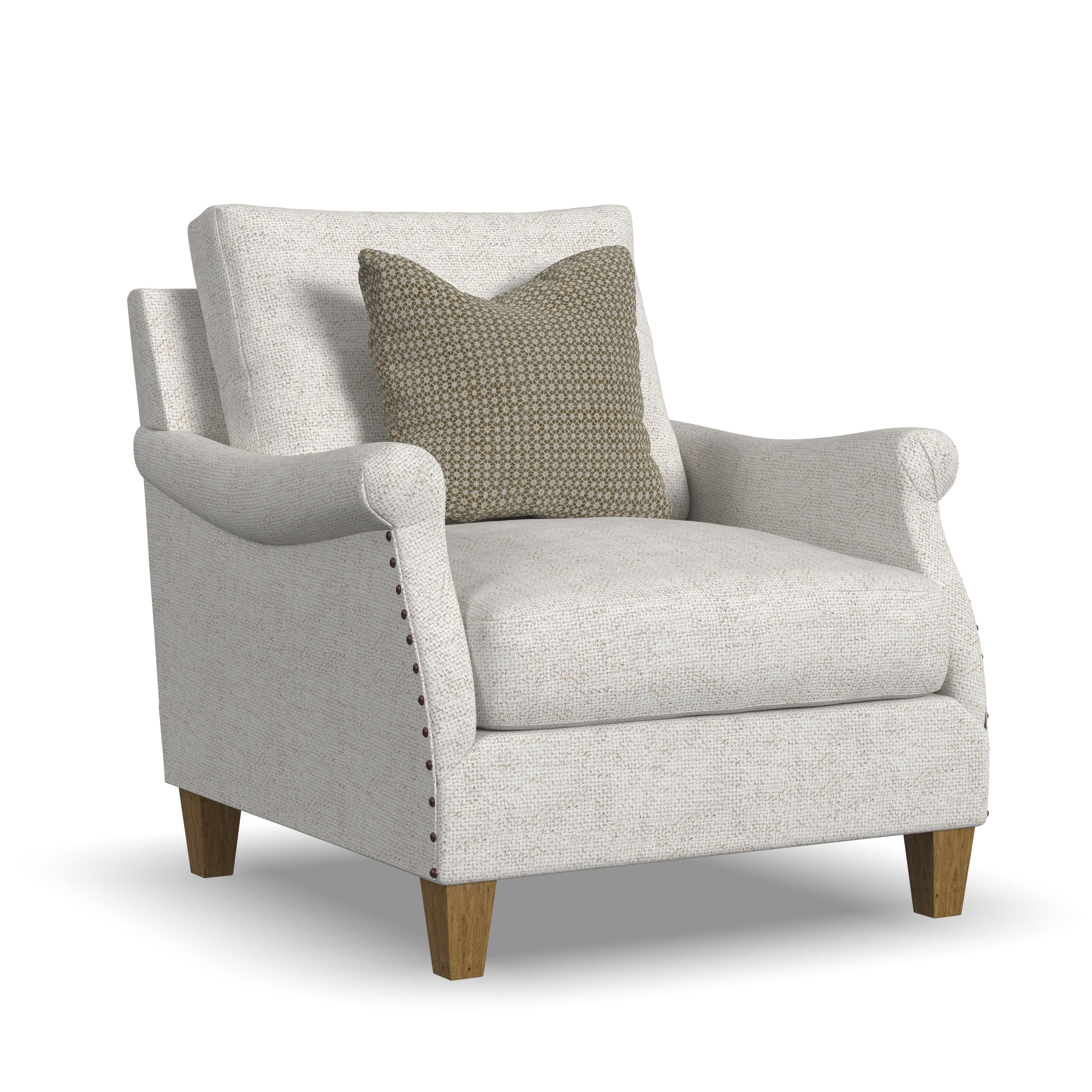 Veda - Fabric Chair With Nailhead Trim, dark brown, view 2