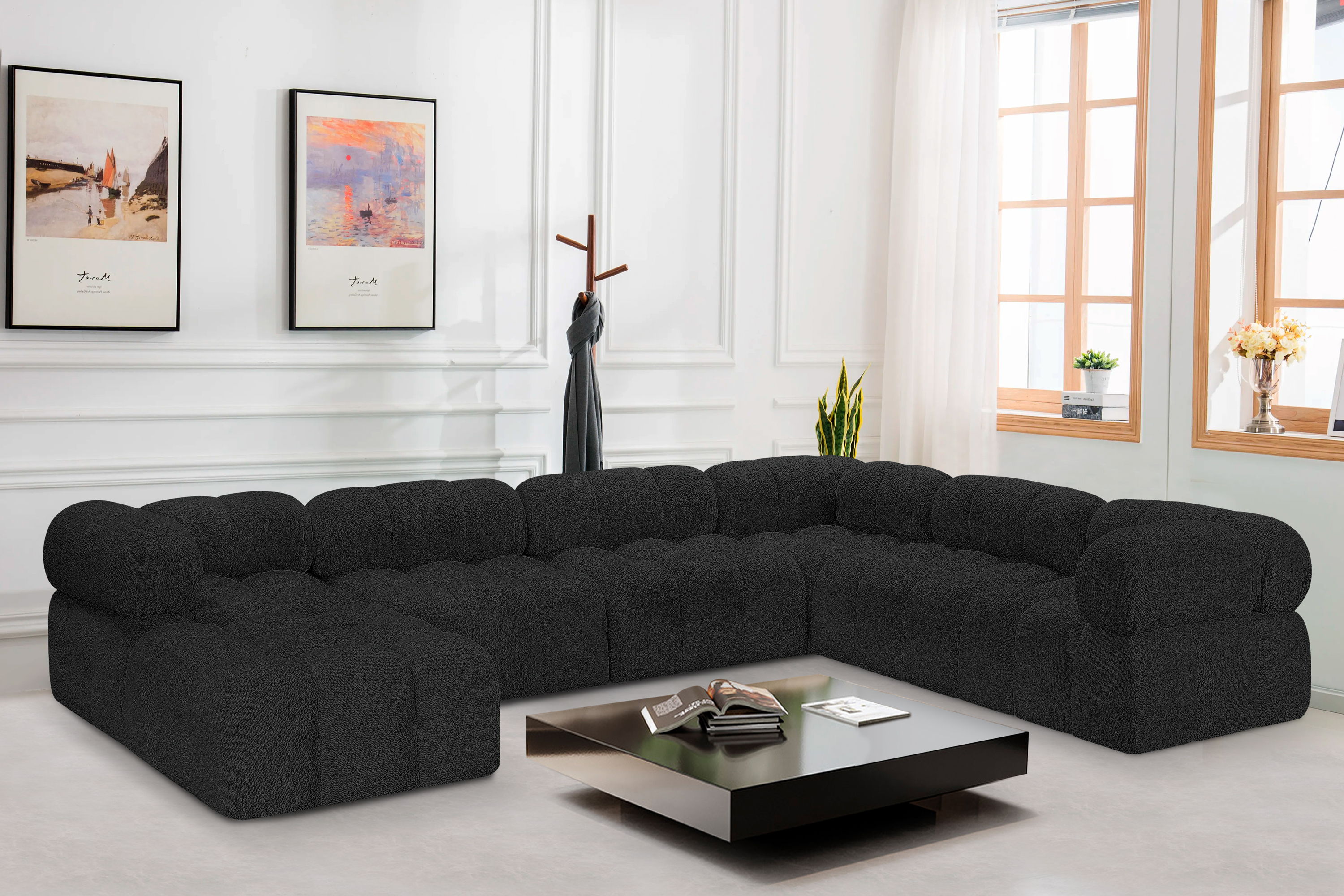 Ames - 7 Piece Modular Sectional - Black
