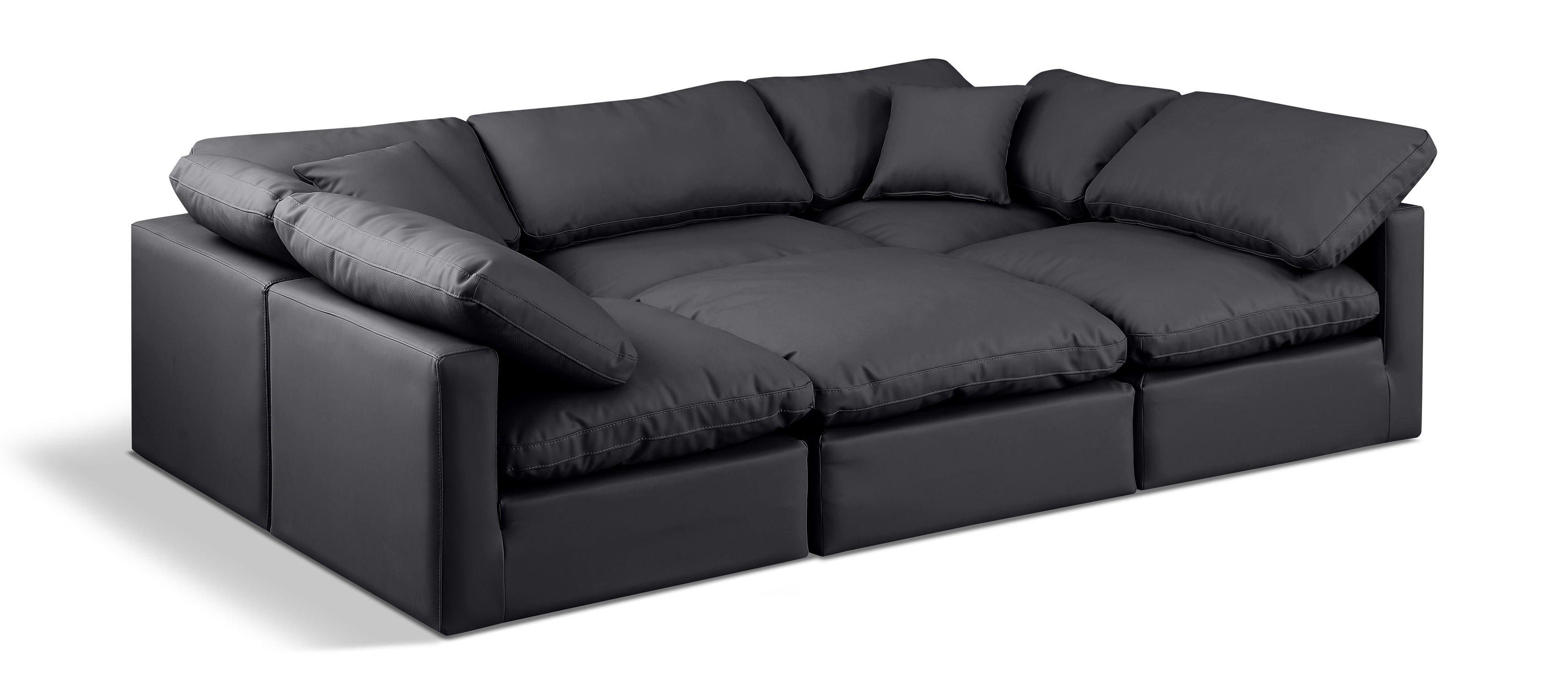Indulge - Faux Leather 6 Piece Modular Sectional - Black
