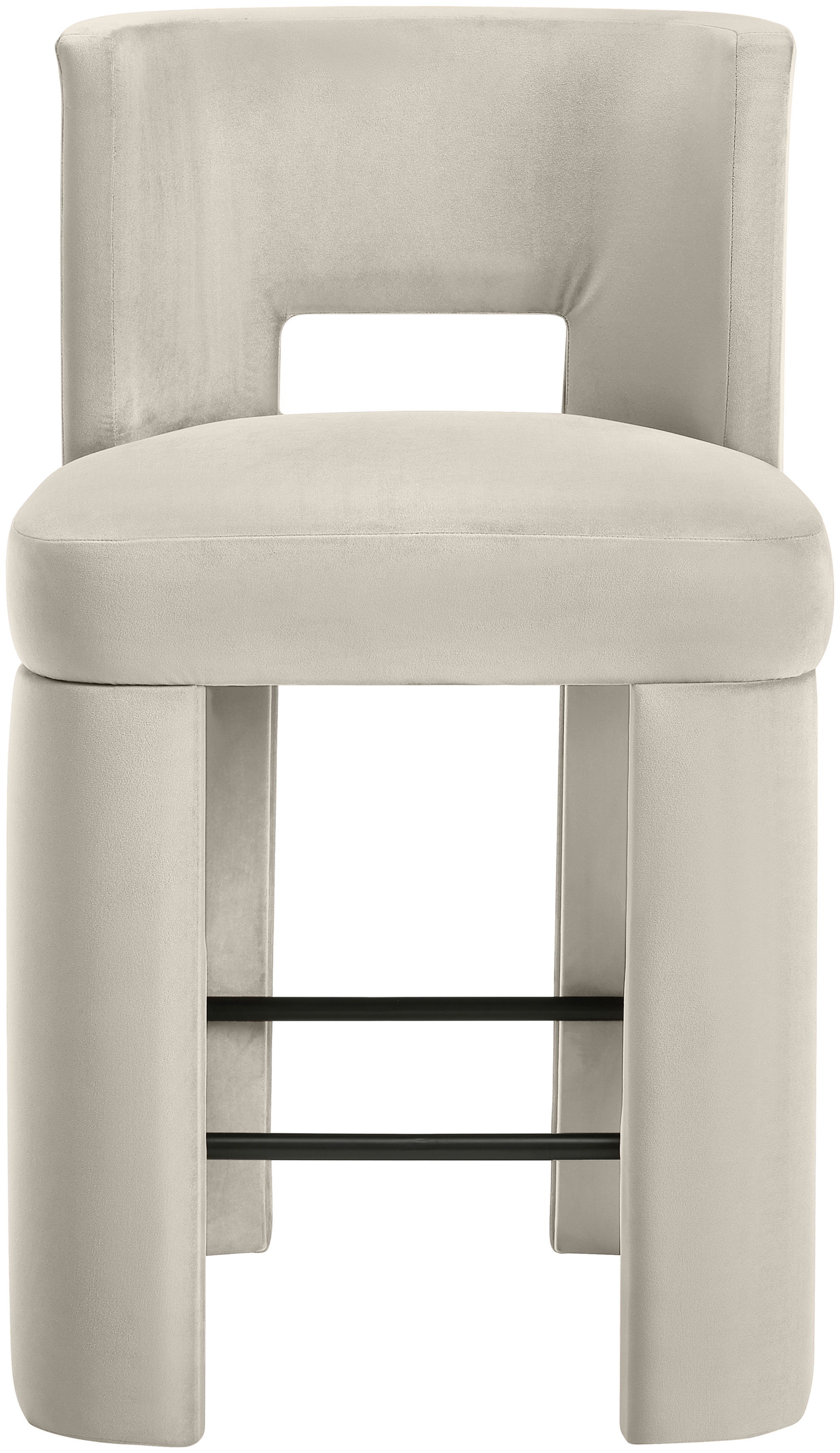 Zuno - Velvet Performance Fabric Upholstered Counter Stool (Set of 2) - Cream