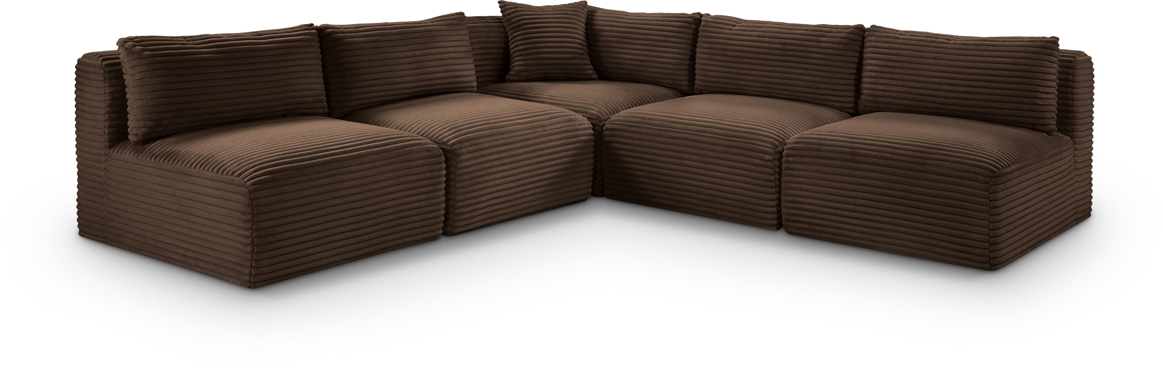 Shaggy - 5 Piece Modular Corner Armless Sectional - Brown