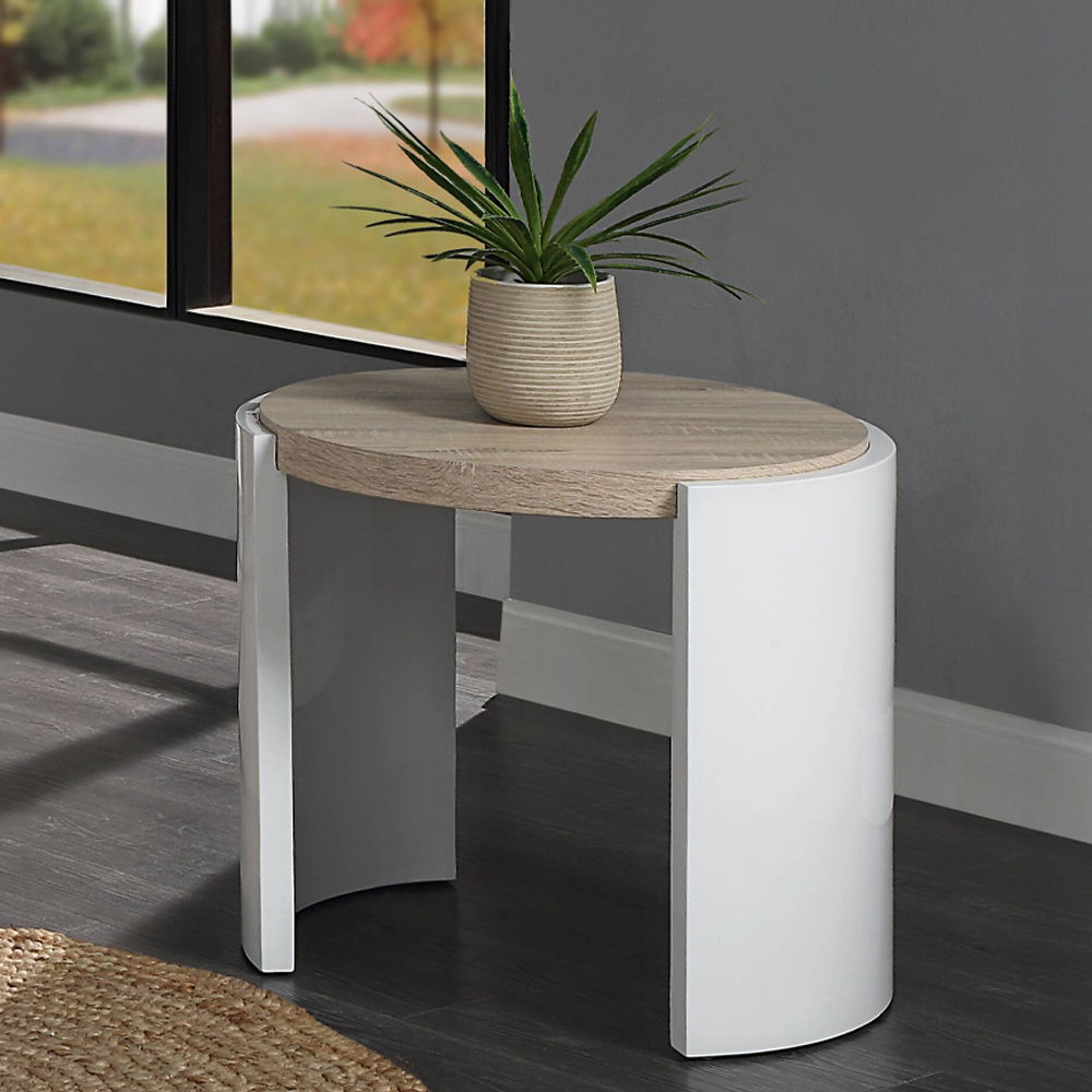 Zoma - End Table - Oak & White High Gloss, white, view 8