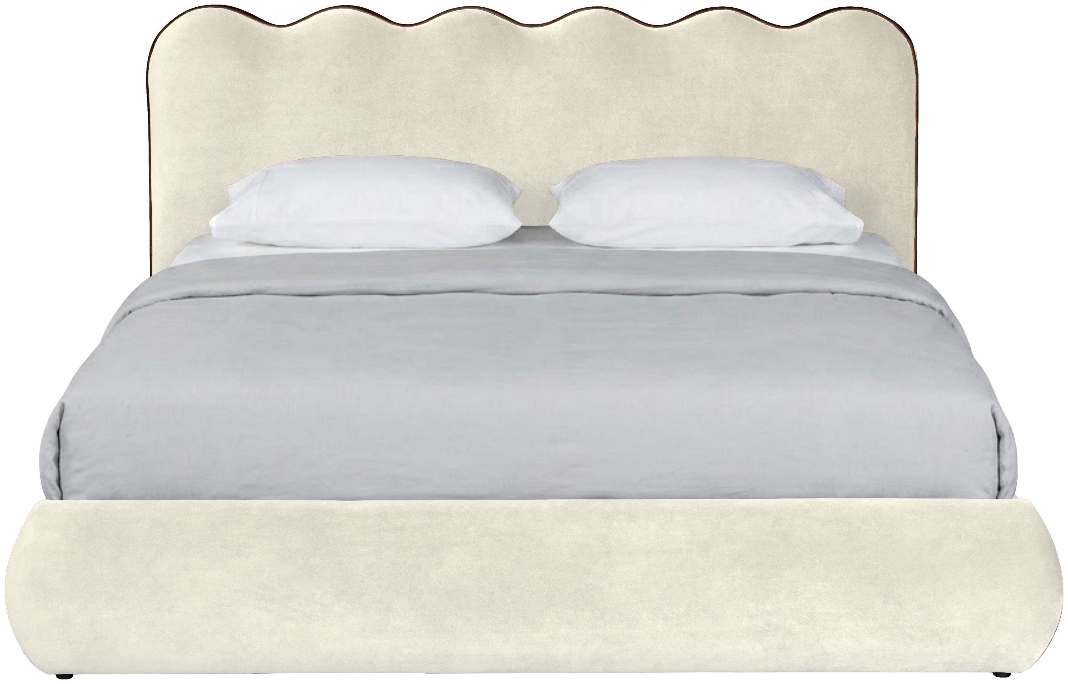 Tempo - Velvet Upholstered Full Bed - Cream