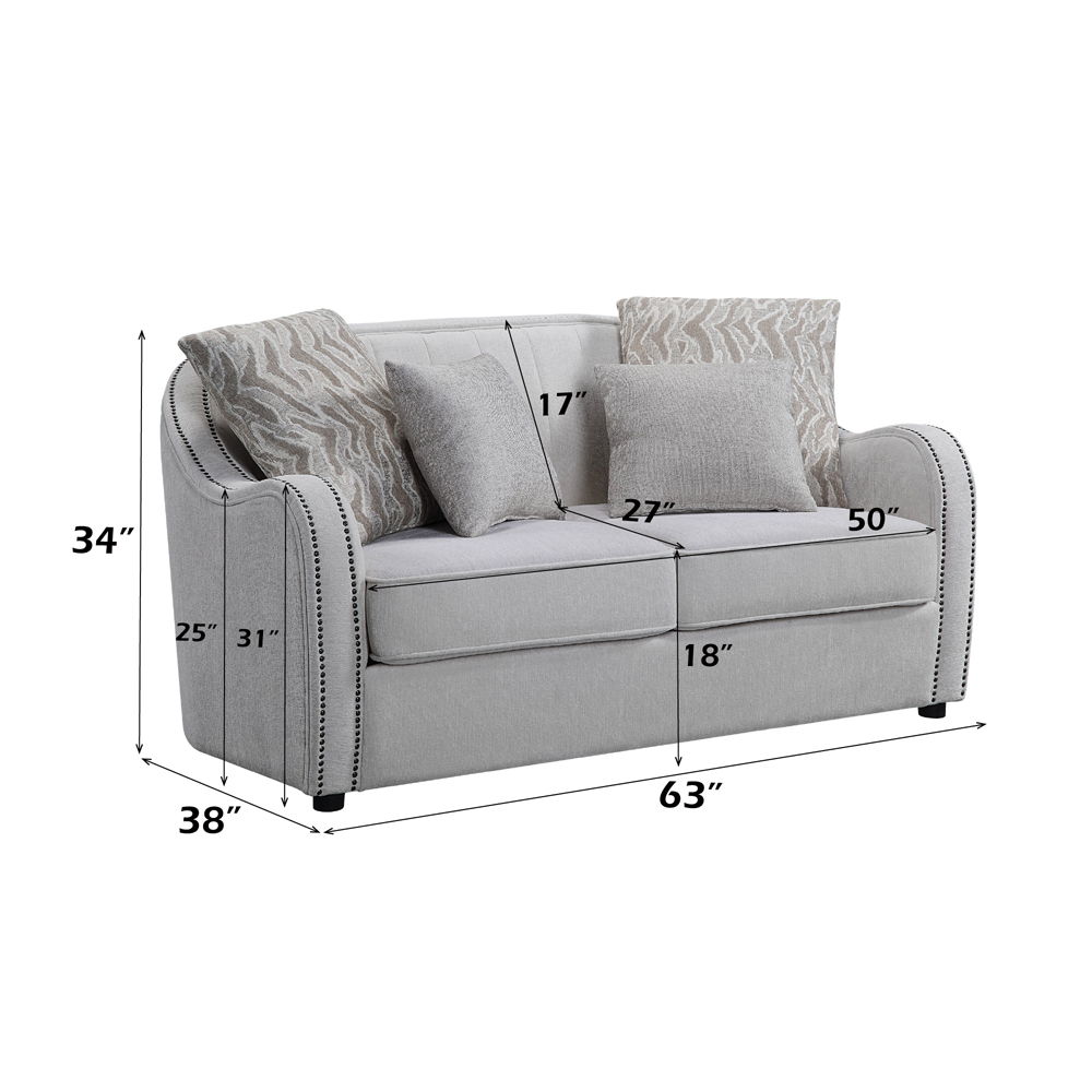 Mahler - Loveseat With 4 Pillows - Beige Linen, beige, view 5
