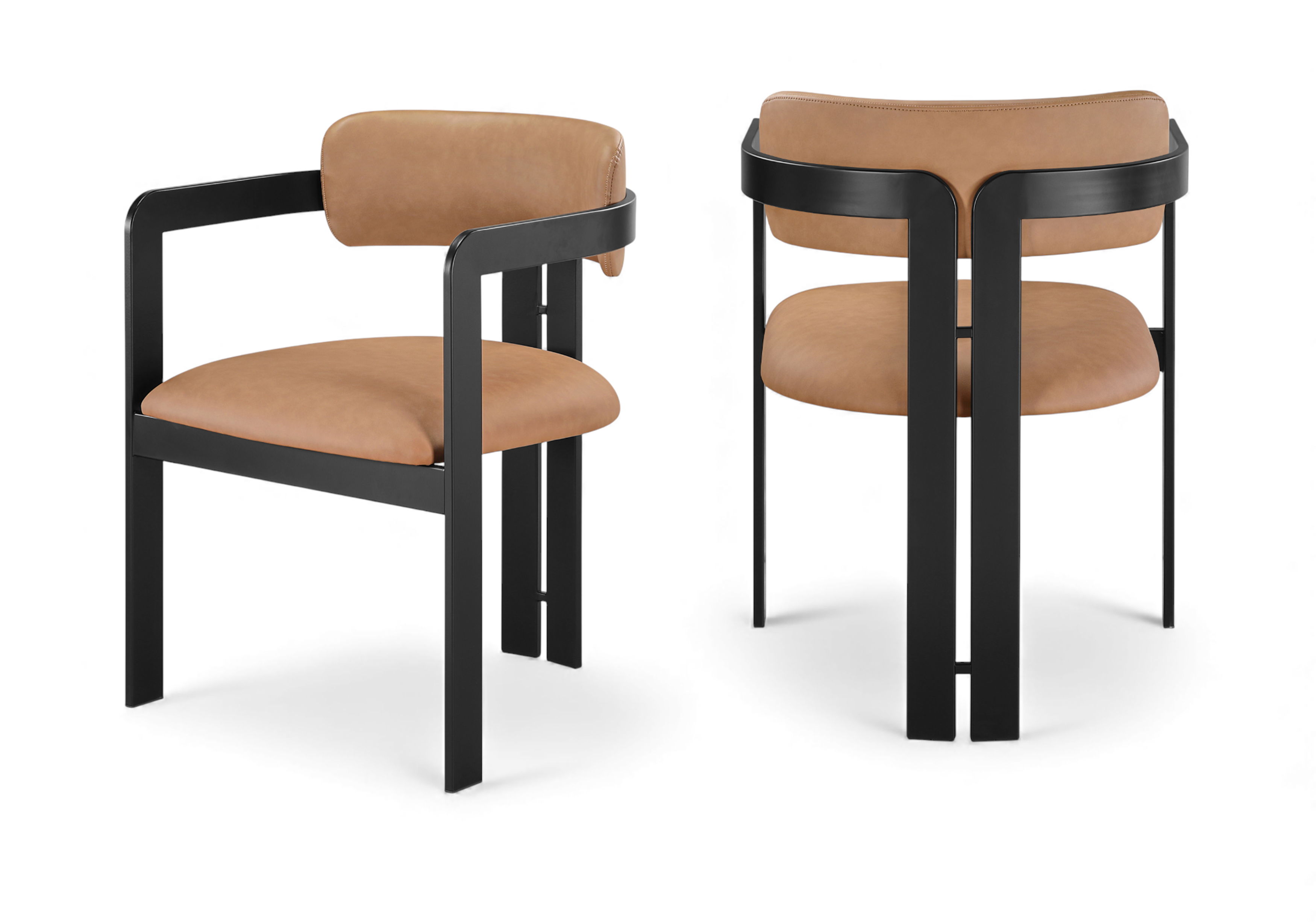 Aurum - Vegan Leather Upholstered Dining Chair (Set of 2) - Cognac