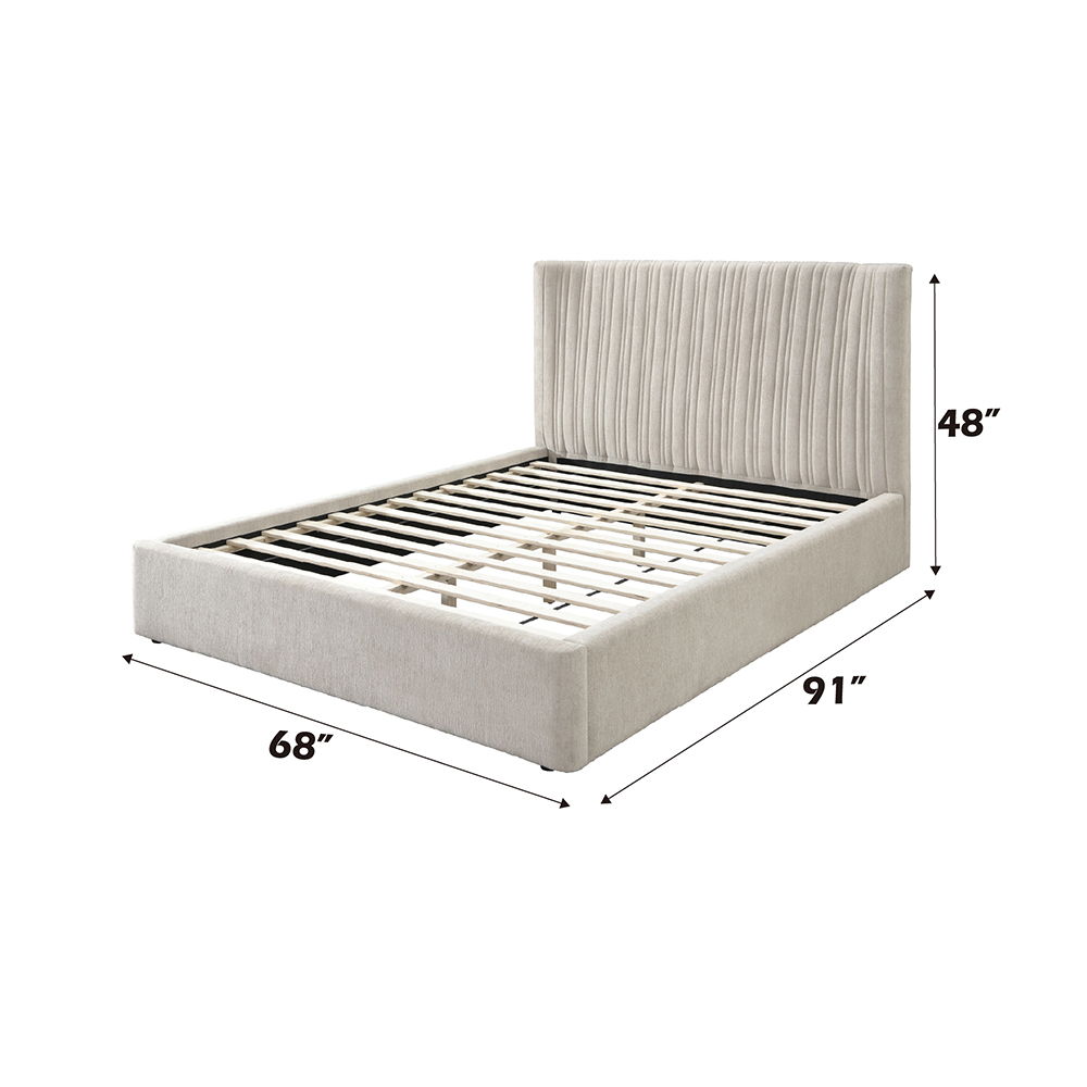 Loren - Queen Bed - Beige Fabric, beige, view 5