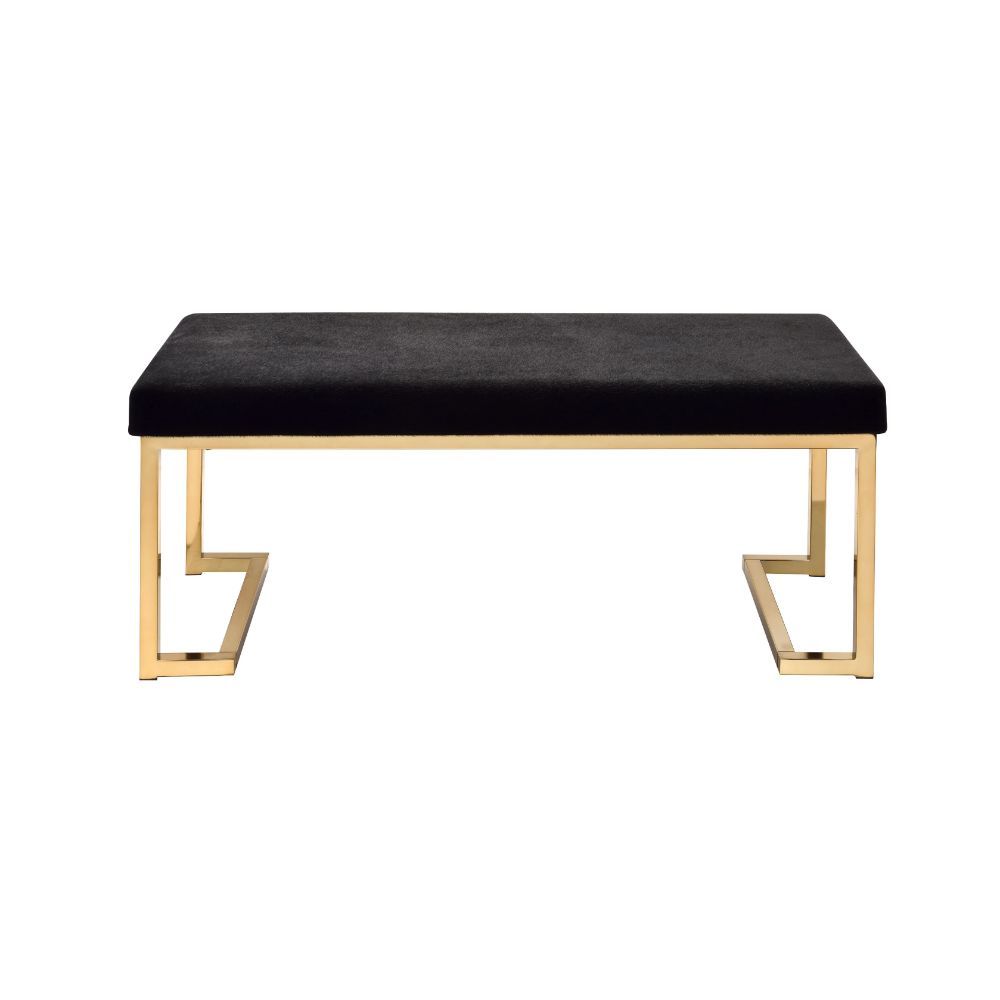 Boice - Bench - Black Fabric & Champagne, black
