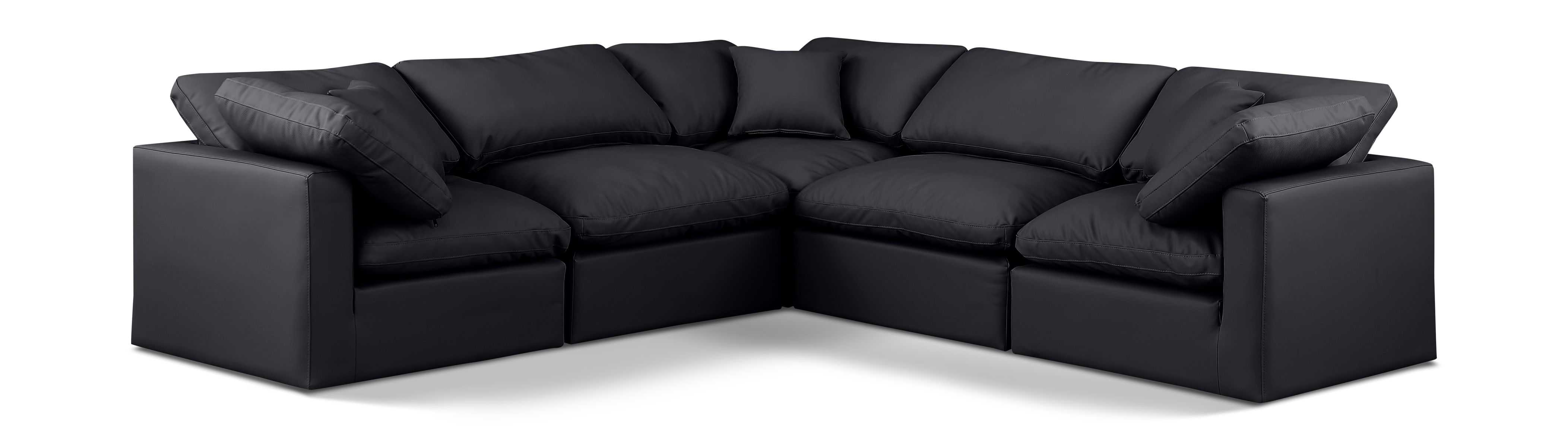 Indulge - Faux Leather 5 Piece Modular Corner Sectional - Black