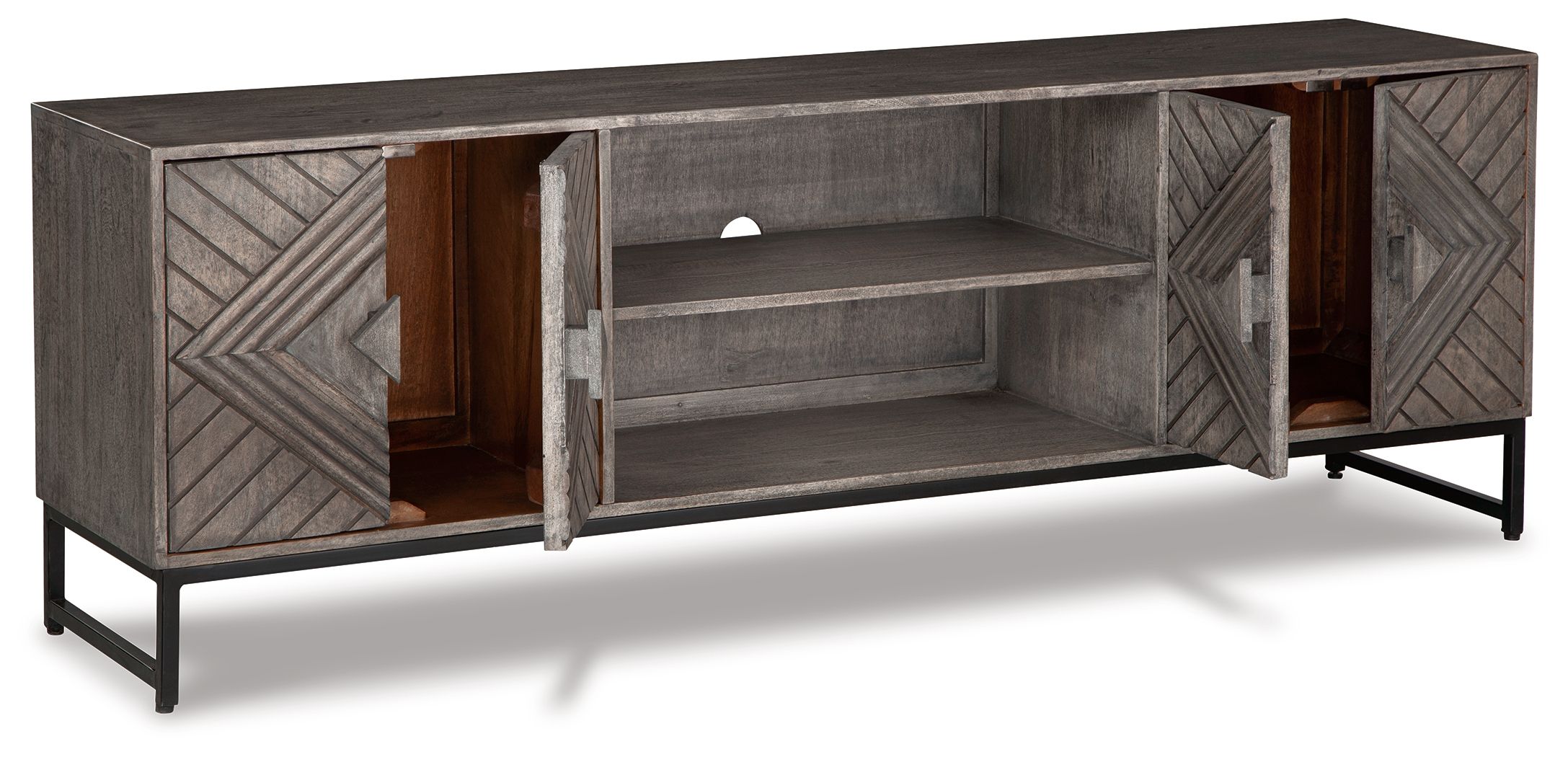 Ashley Furniture Treybrook - 2 Door Accent Cabinet - Distressed Gray - Image 3