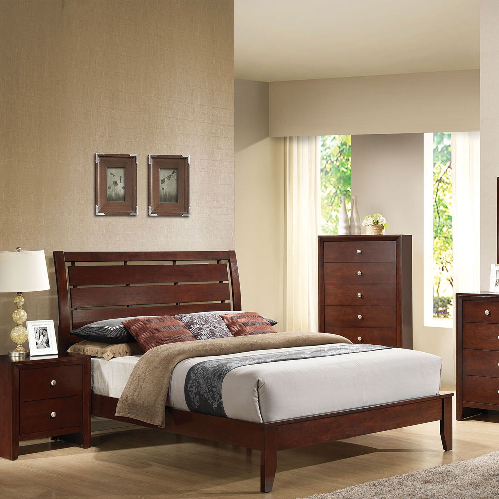 Ilana - Eastern King Bed - Brown Cherry, dark brown