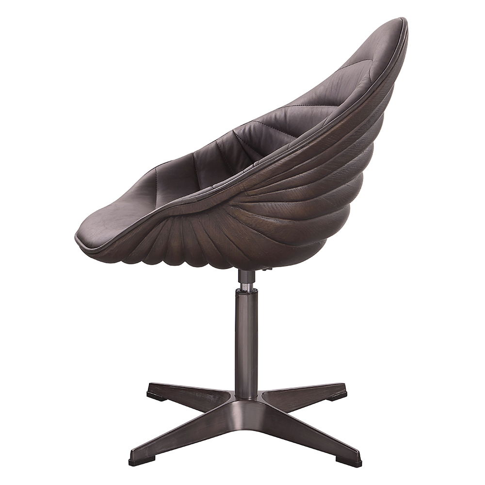 Pipino - Accent Chair With Swivel - Antique Ebony Top Grain Leather, dark brown, view 3