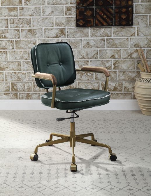 Siecross - Office Chair - Emerald Greentop Grain Leather, dark green