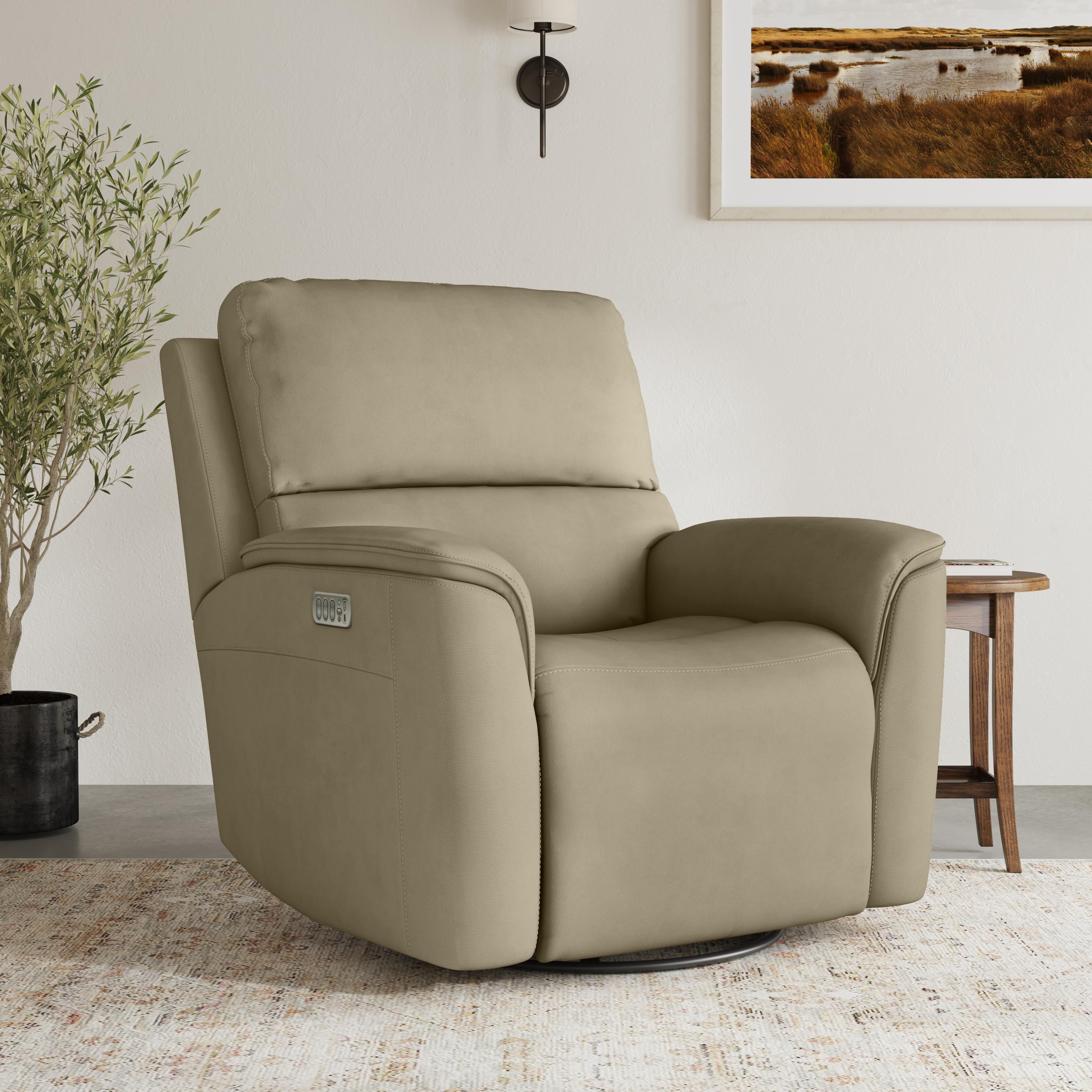 Henry - Power Swivel Gliding Recliner With Power Headrest, Lumbar, Heat & Massage - Beige Image