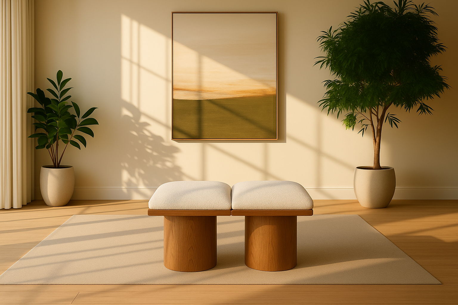 Pavilion - 31" 2 Piece Modular Bench With Brown Base - Cream