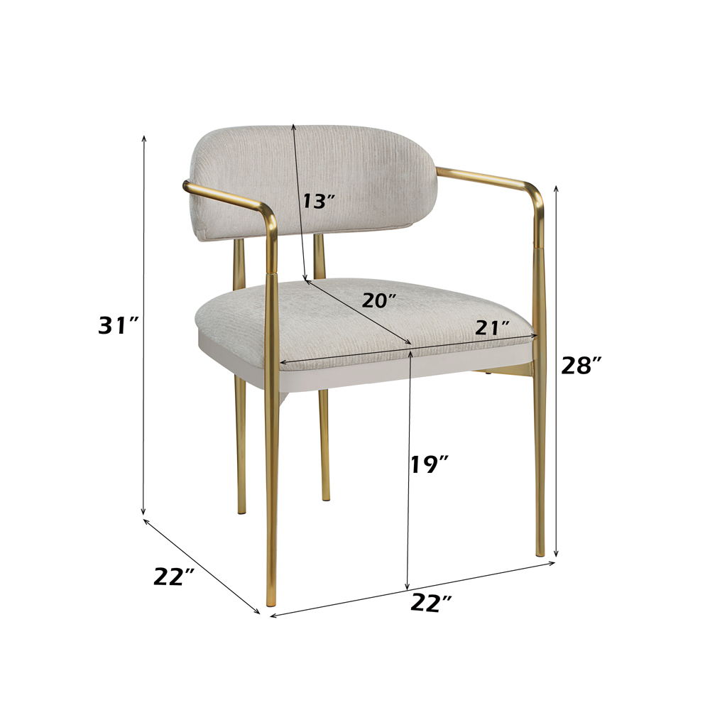 Zayn - Arm Chair (Set of 2) - Beige Chenille & Gold, beige, view 6