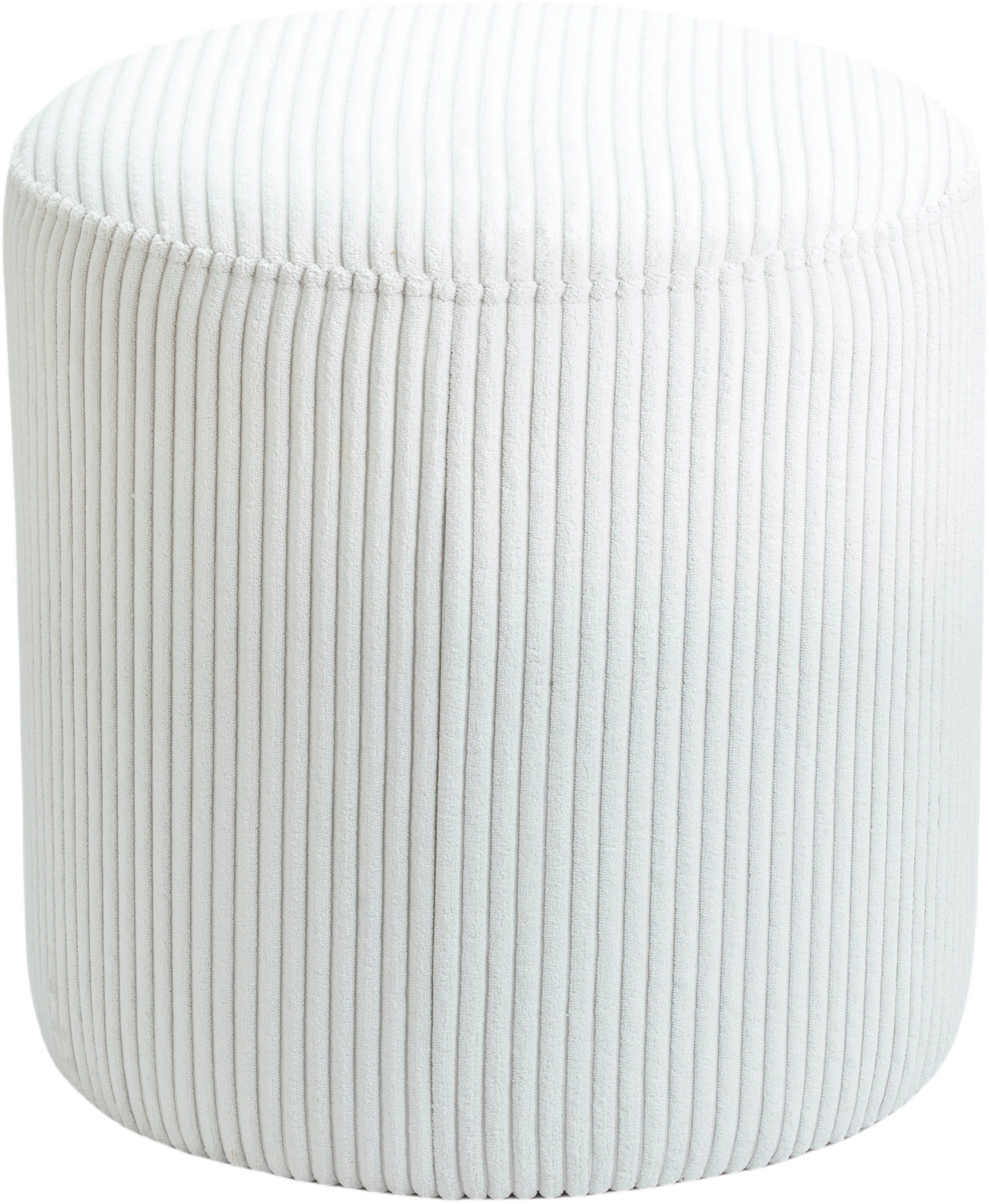 Roy - Round Microsuede Ottoman / Stool - Cream