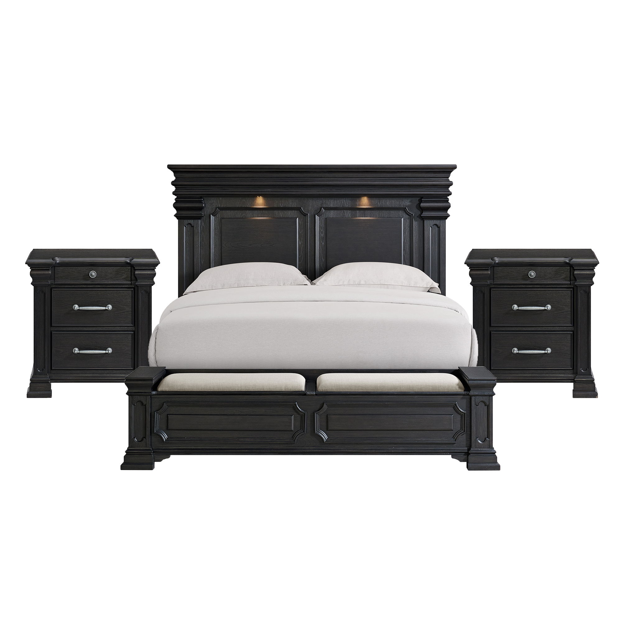 King · 3 Pc · Bedroom Set With 2 Nightstands