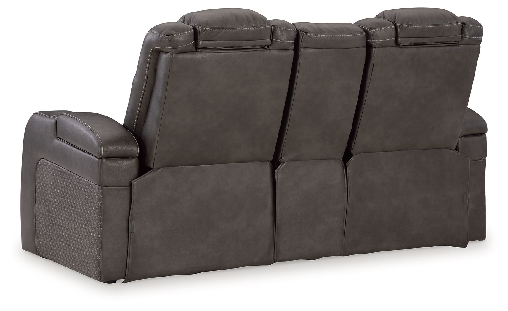 Ashley Furniture Fyne-Dyme - Power Reclining Loveseat with Console/Adj Hdrst - Shadow - Image 6