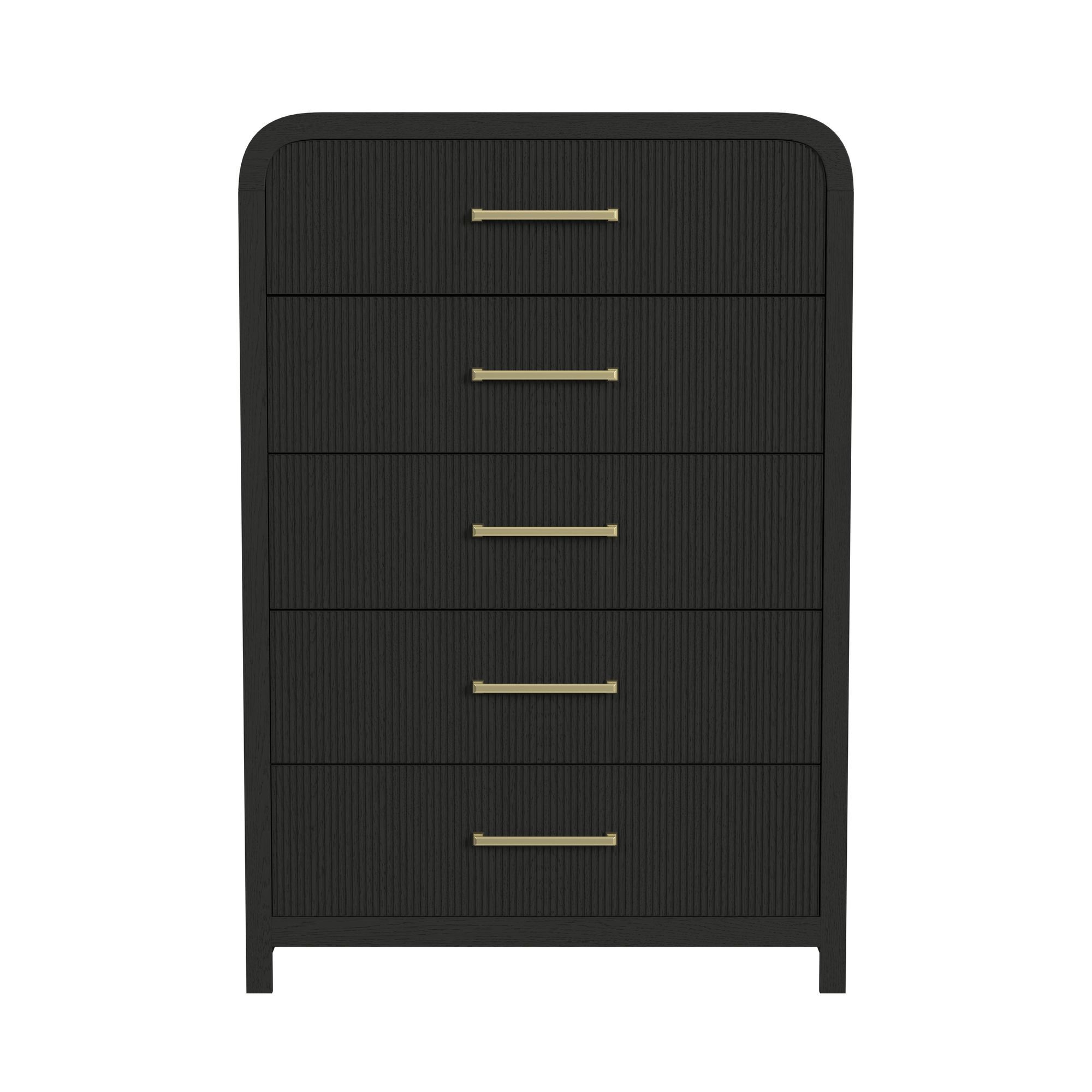 Ridgemont - 5-Drawer Chest - Black With Grain