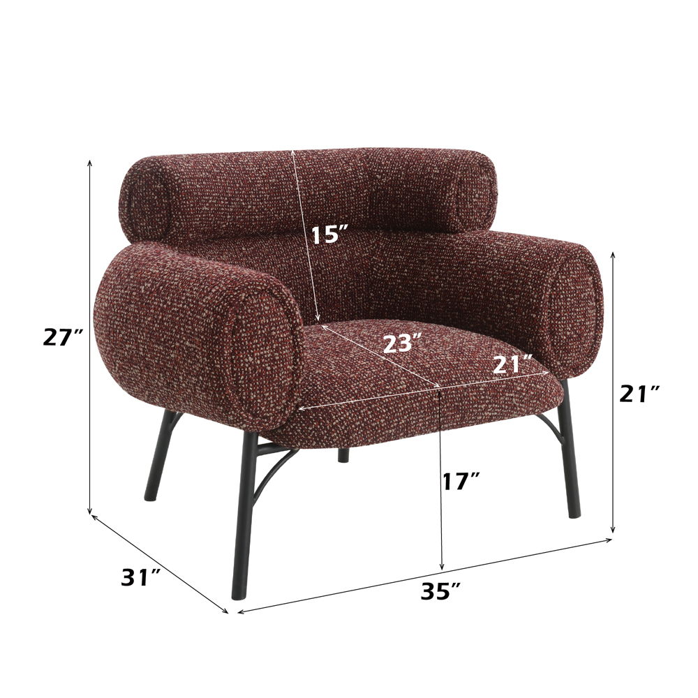 Mardi - Chair - Maroon Tweed, dark red, view 6