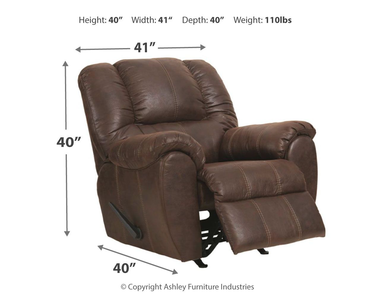 Ashley Furniture McGann - Rocker Recliner - Walnut - Image 4