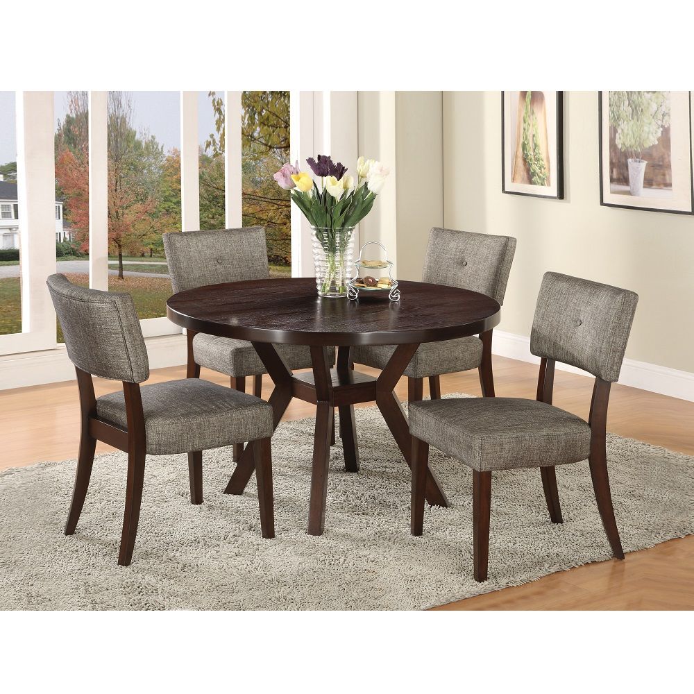 Drake - Side Chair (Set of 2) - Gray Fabric & Espresso, dark brown, view 5