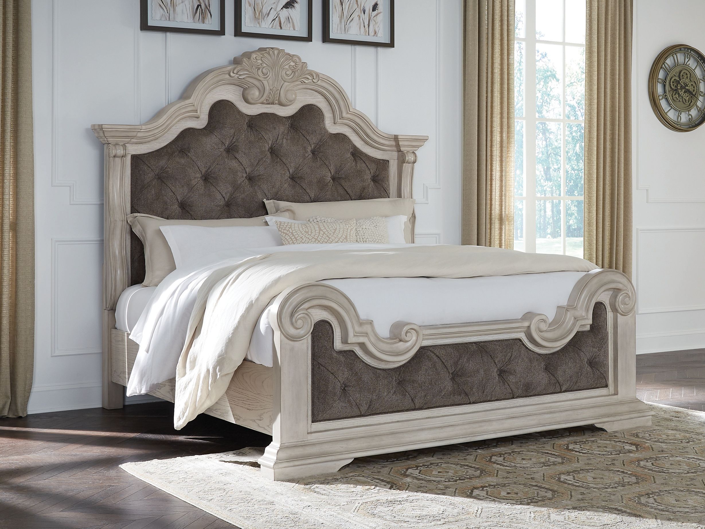 Bruchandi - King Upholstered Panel Bed - Antique White
