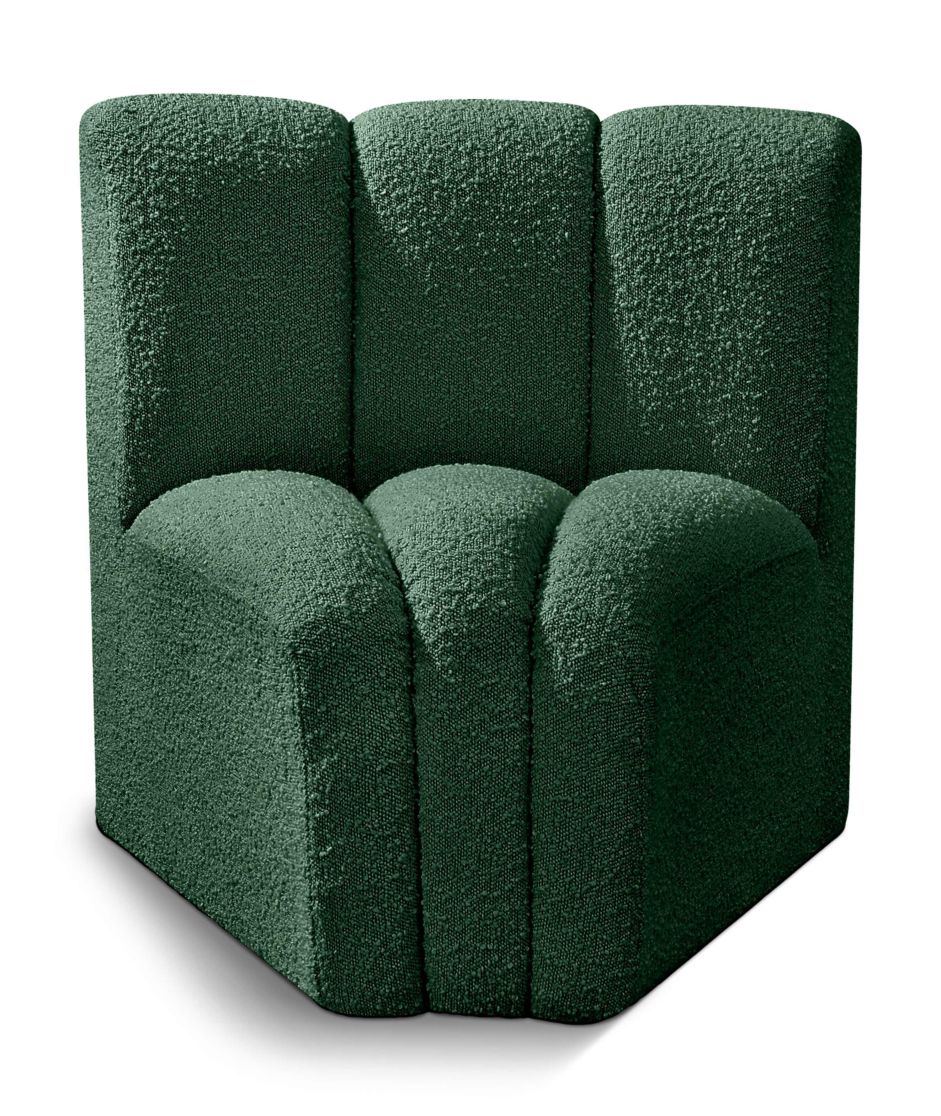 Arc - Boucle Fabric Curved Corner Chair - Green